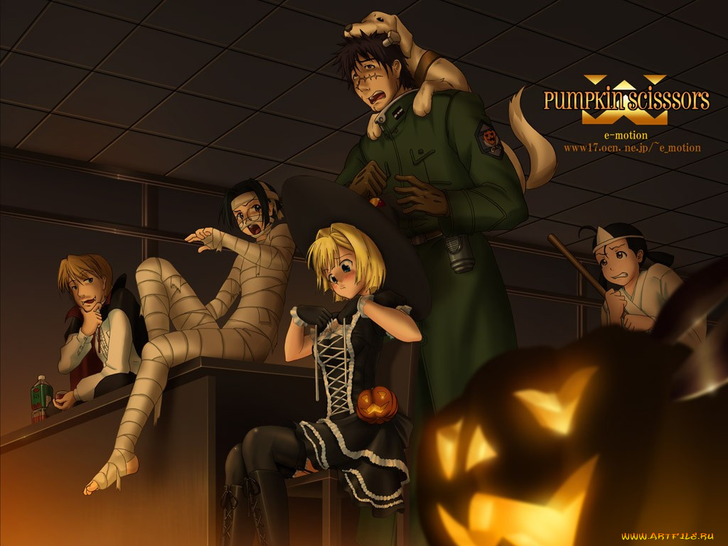 аниме, pumpkin, scissors