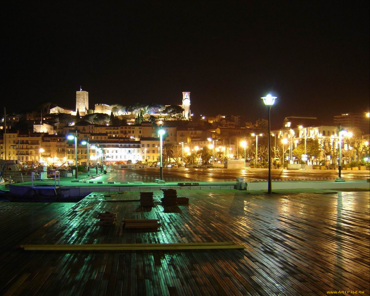 канны, города, огни, ночного
