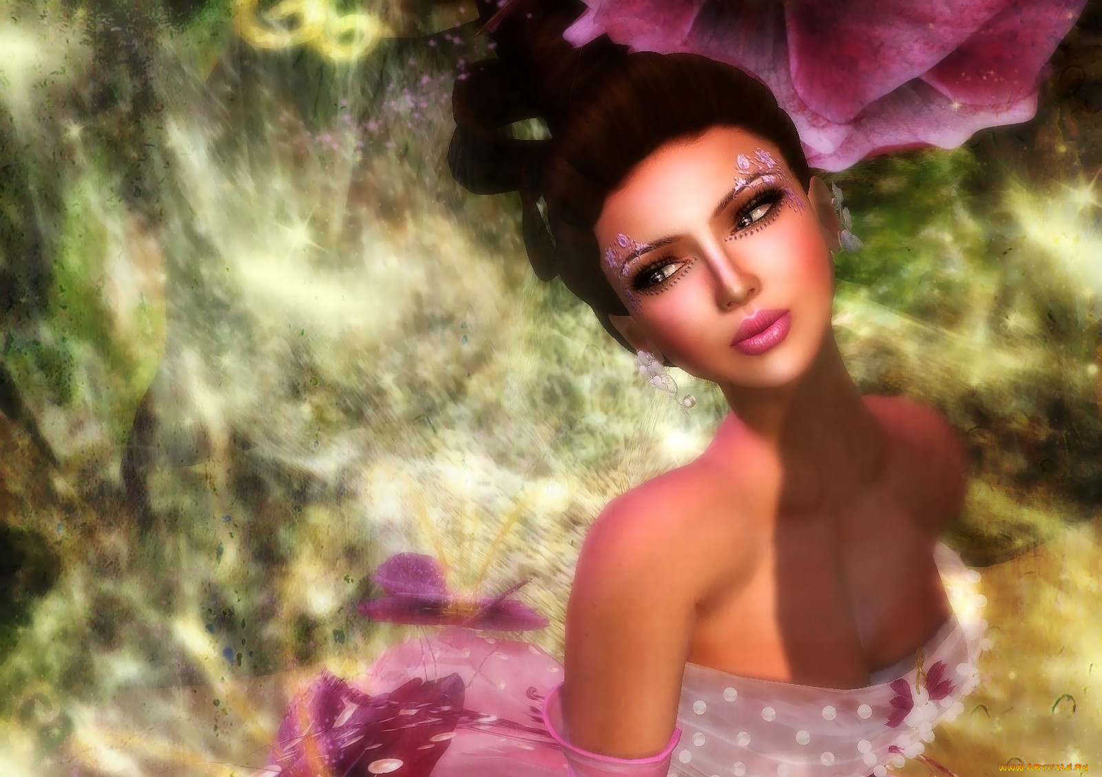 3д, графика, portraits, портрет, макияж, брюнетка, девушка