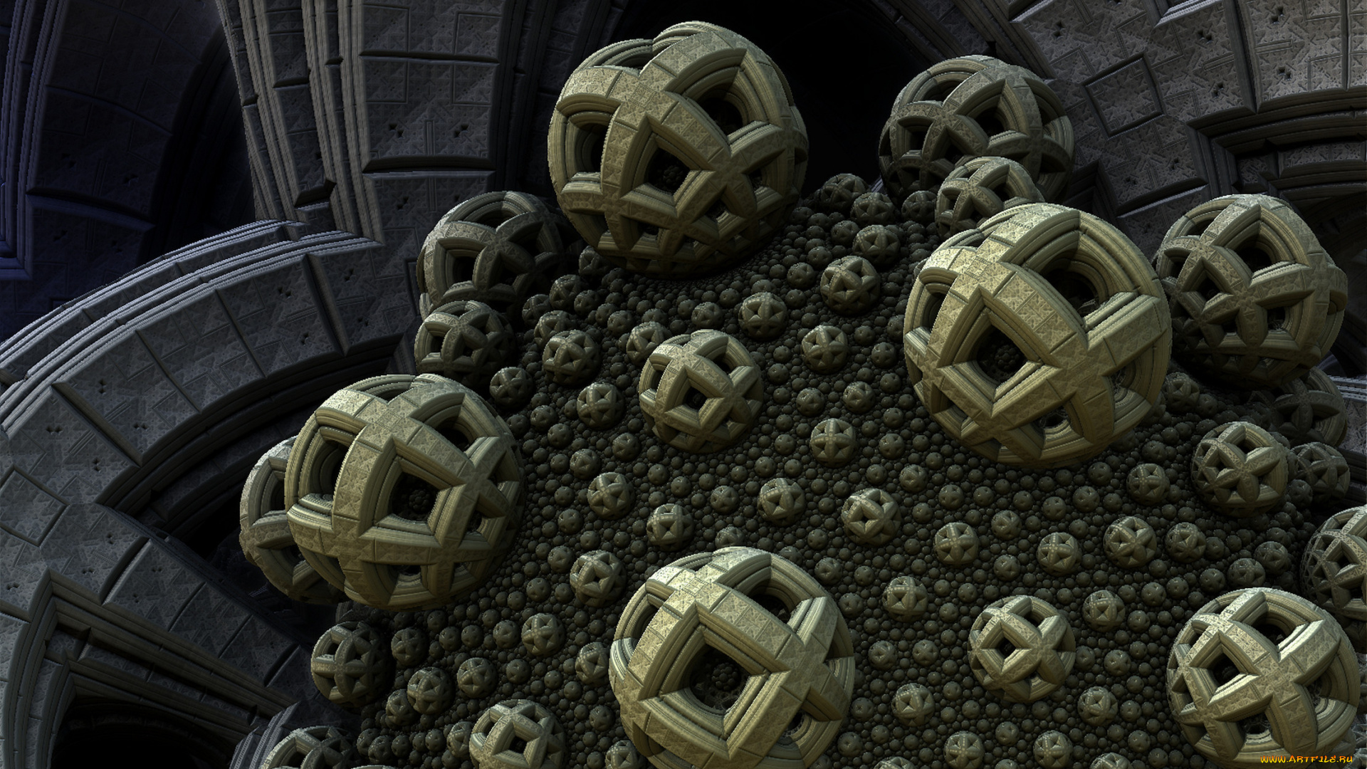 3д, графика, fractal, фракталы, абстракция, тёмный, узор