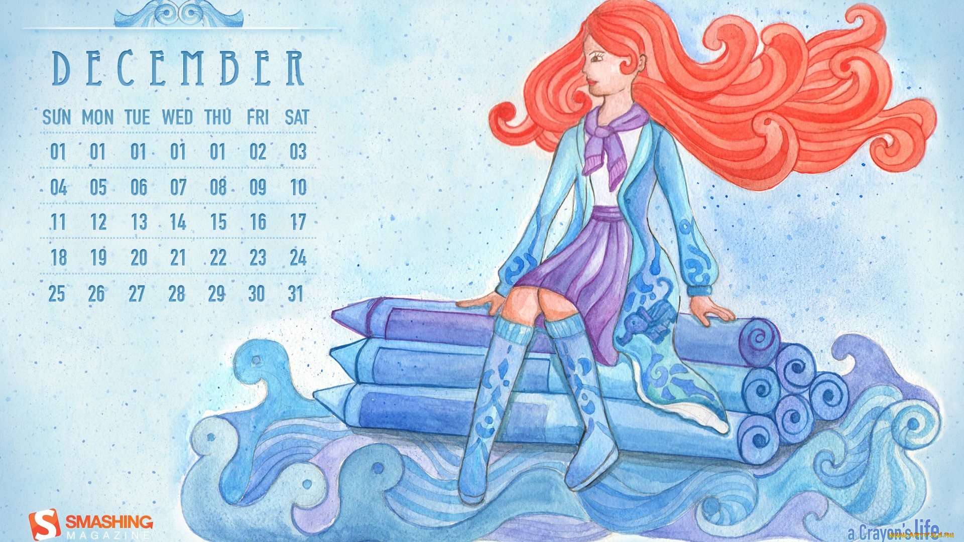 календари, рисованные, векторная, графика, девушка, волосы, зима