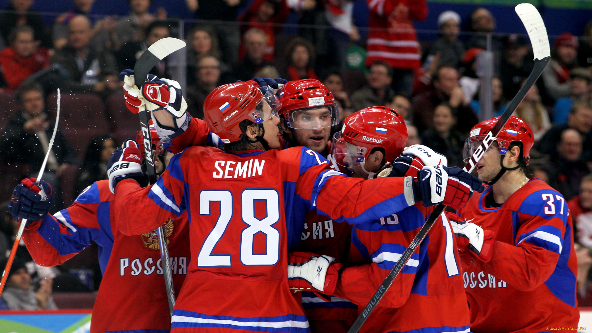 спорт, хоккей, по, хоккею, сёмин, празднование, гола, александр, овечкин, сборная, россии
