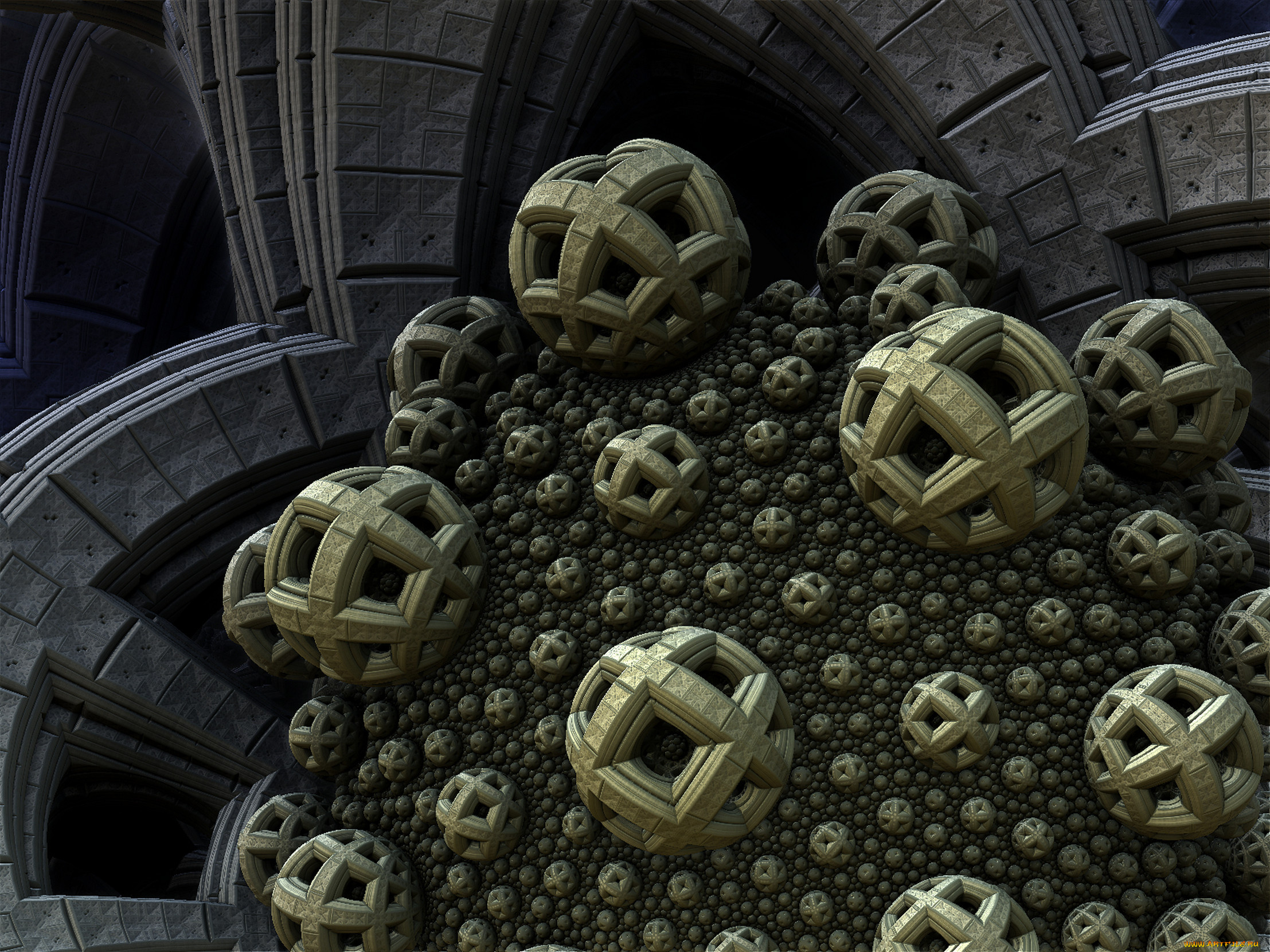 3д, графика, fractal, фракталы, абстракция, тёмный, узор