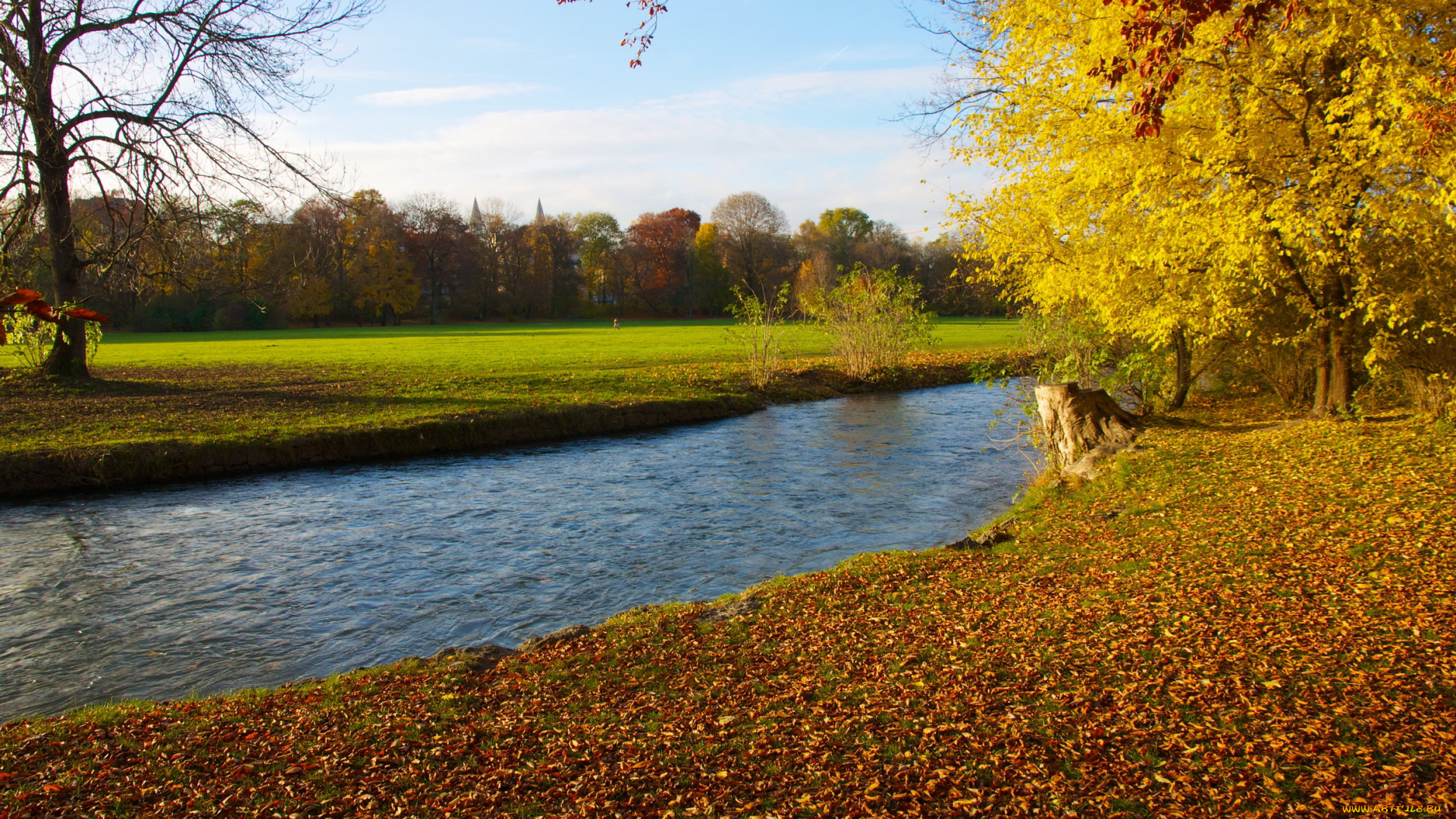 германия, мюнхен, природа, реки, озера, река, осень