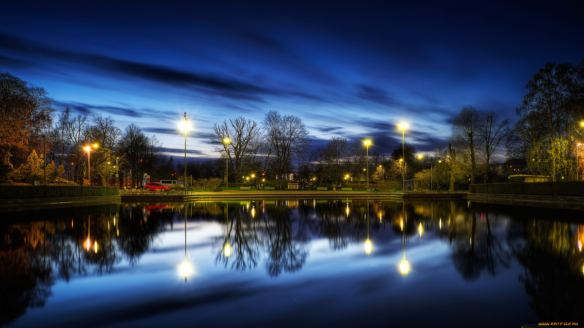 helsinki, природа, реки, озера, огни, фонари, река, парк