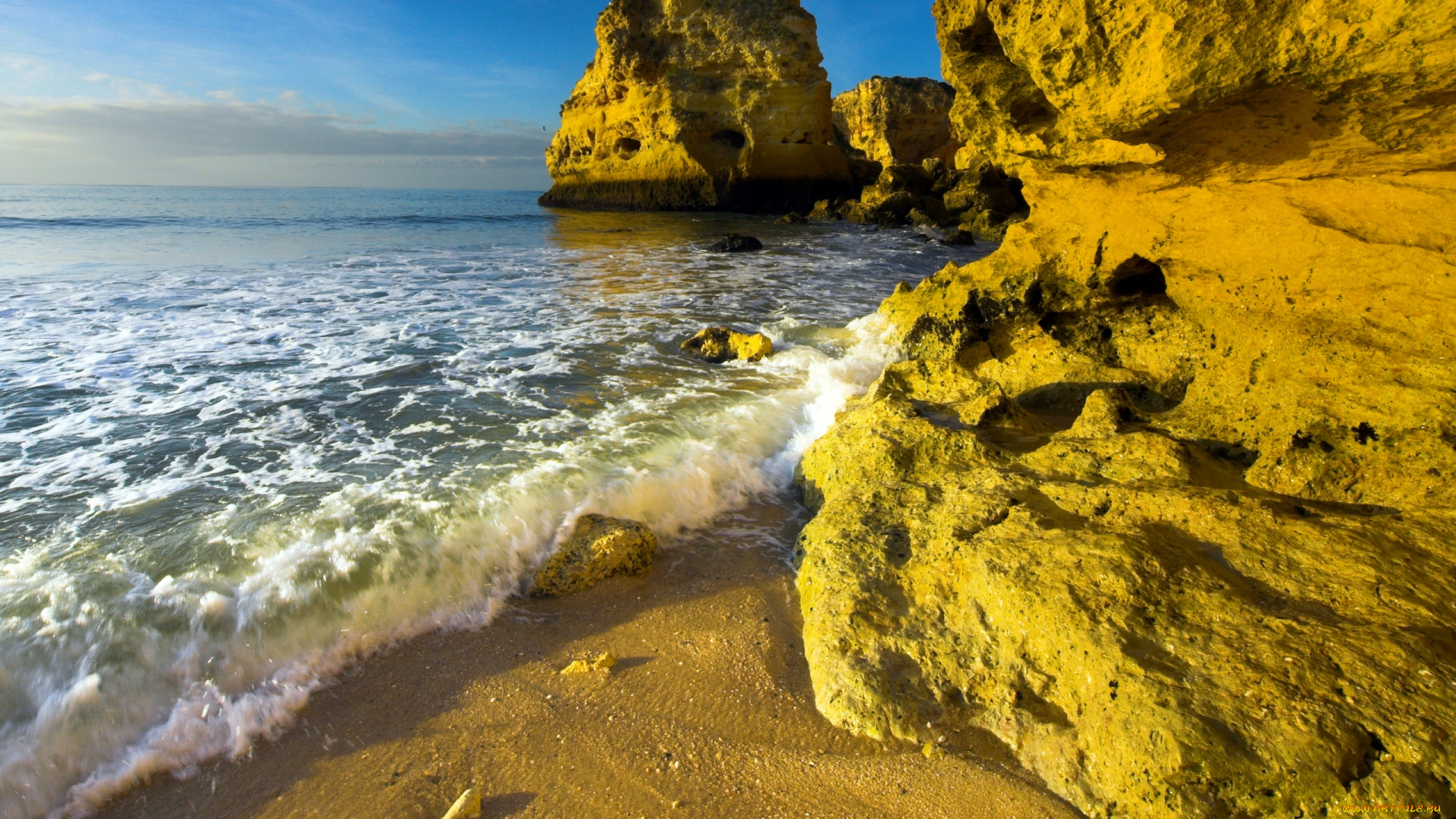 природа, побережье, океан, скалы, камни, волны, пляж