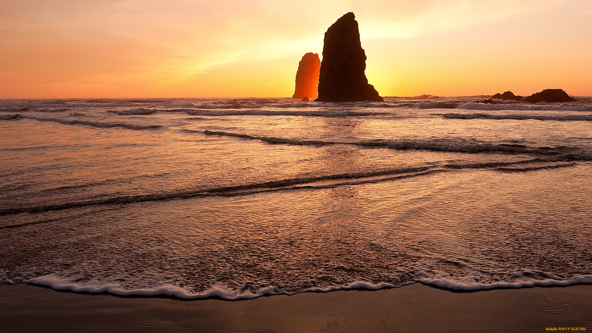 природа, побережье, океан, волны, пляж, скалы