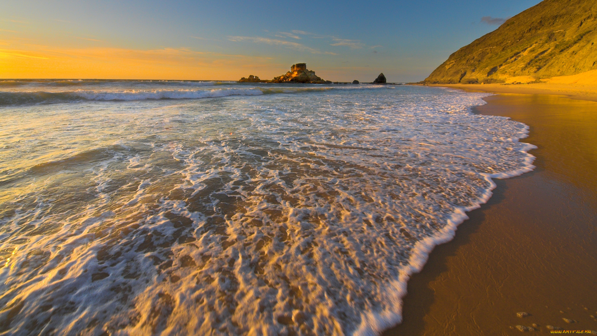 природа, побережье, скалы, волны, пляж, океан