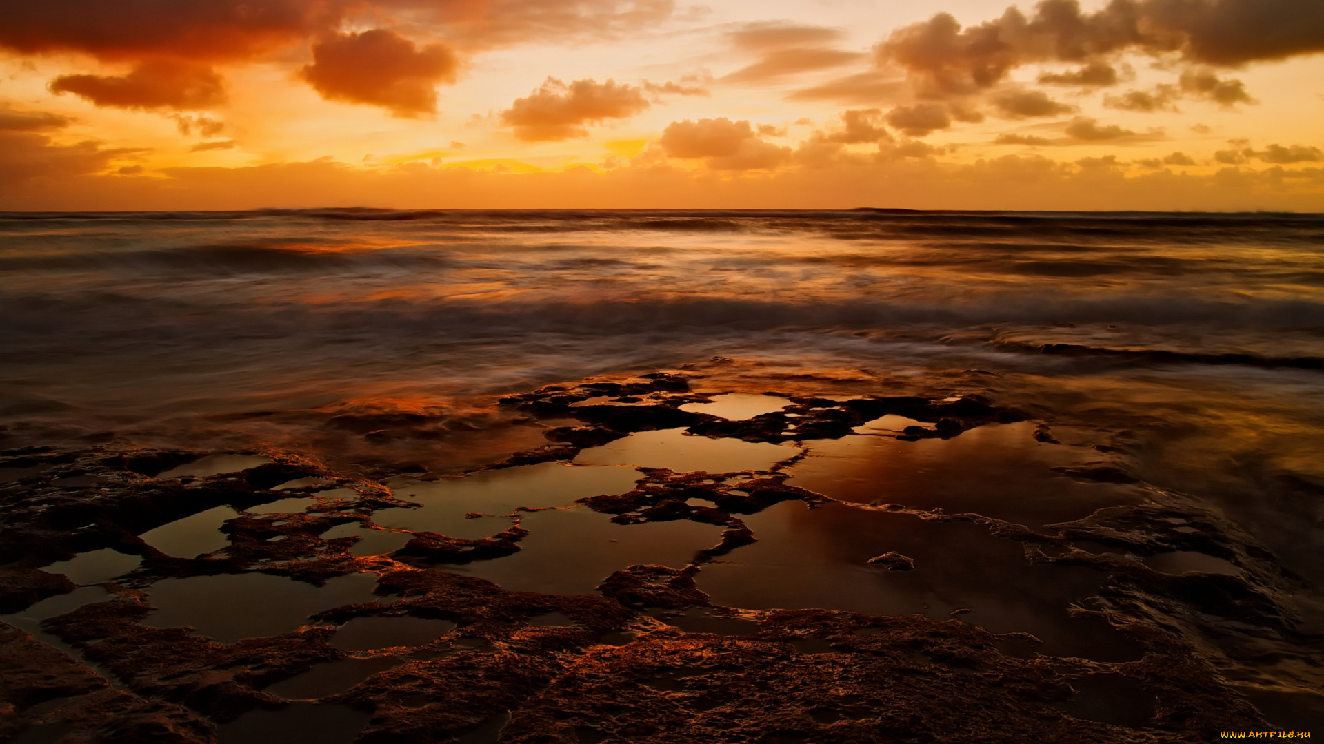 природа, побережье, вечер, океан, пляж, волны