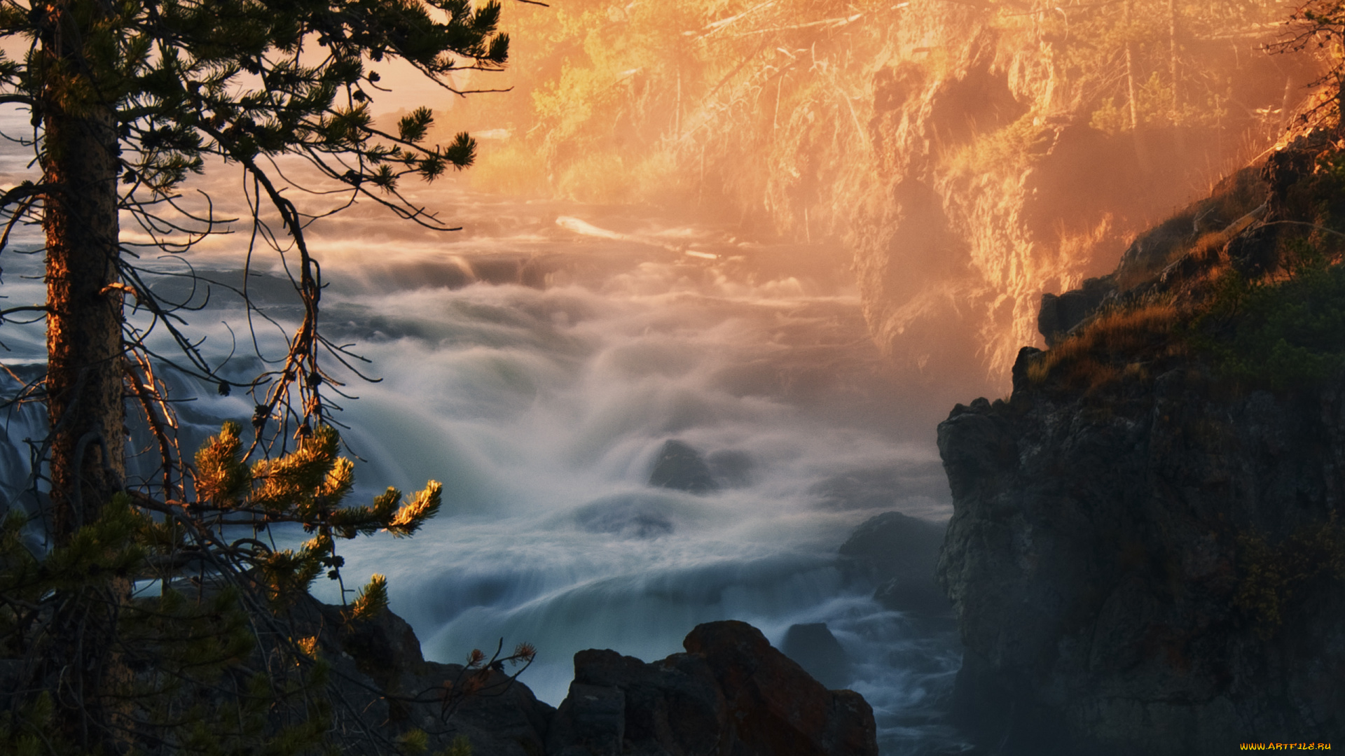 природа, реки, озера, дерево, река, ущелье, горы