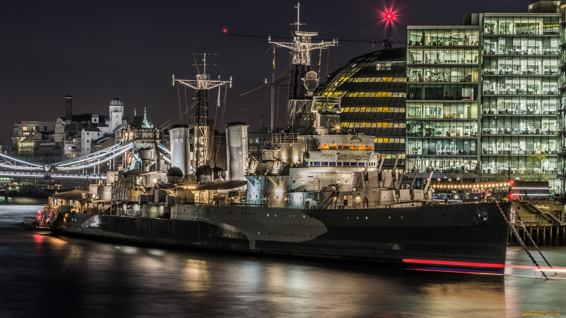 belfast, корабли, крейсеры, , линкоры, , эсминцы, корабль, ночь, стоянка, вмф