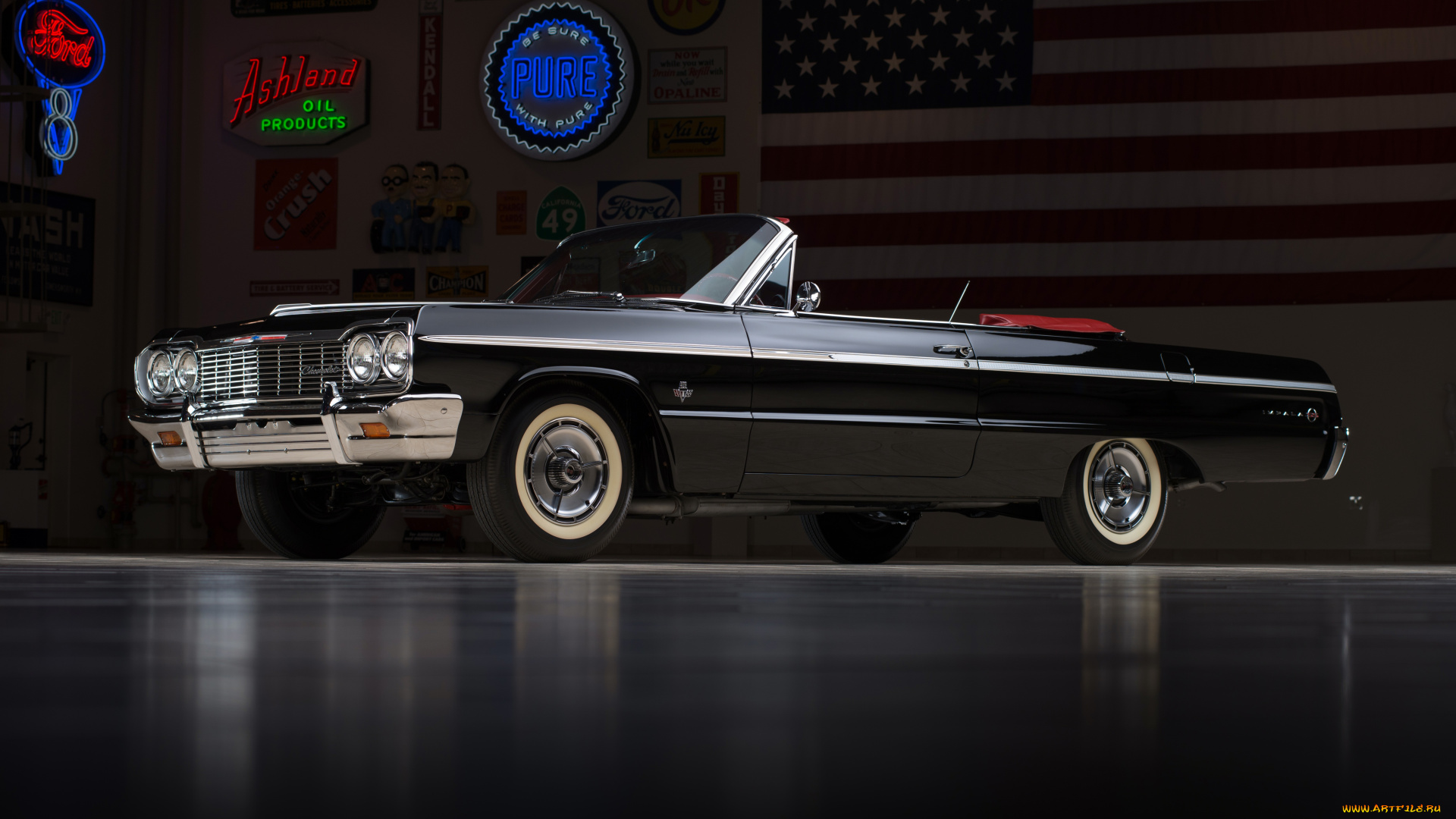 chevrolet, impala, ss, 409, convertible, автомобили, chevrolet, impala