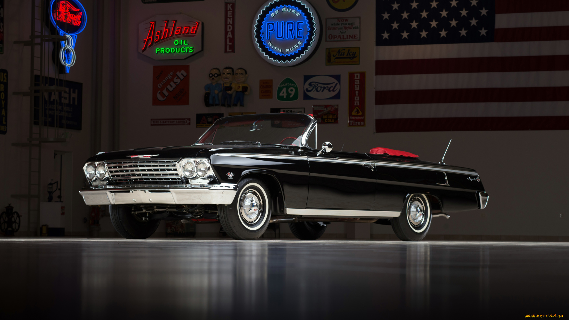 chevrolet, impala, ss, 409, convertible, автомобили, chevrolet, 409