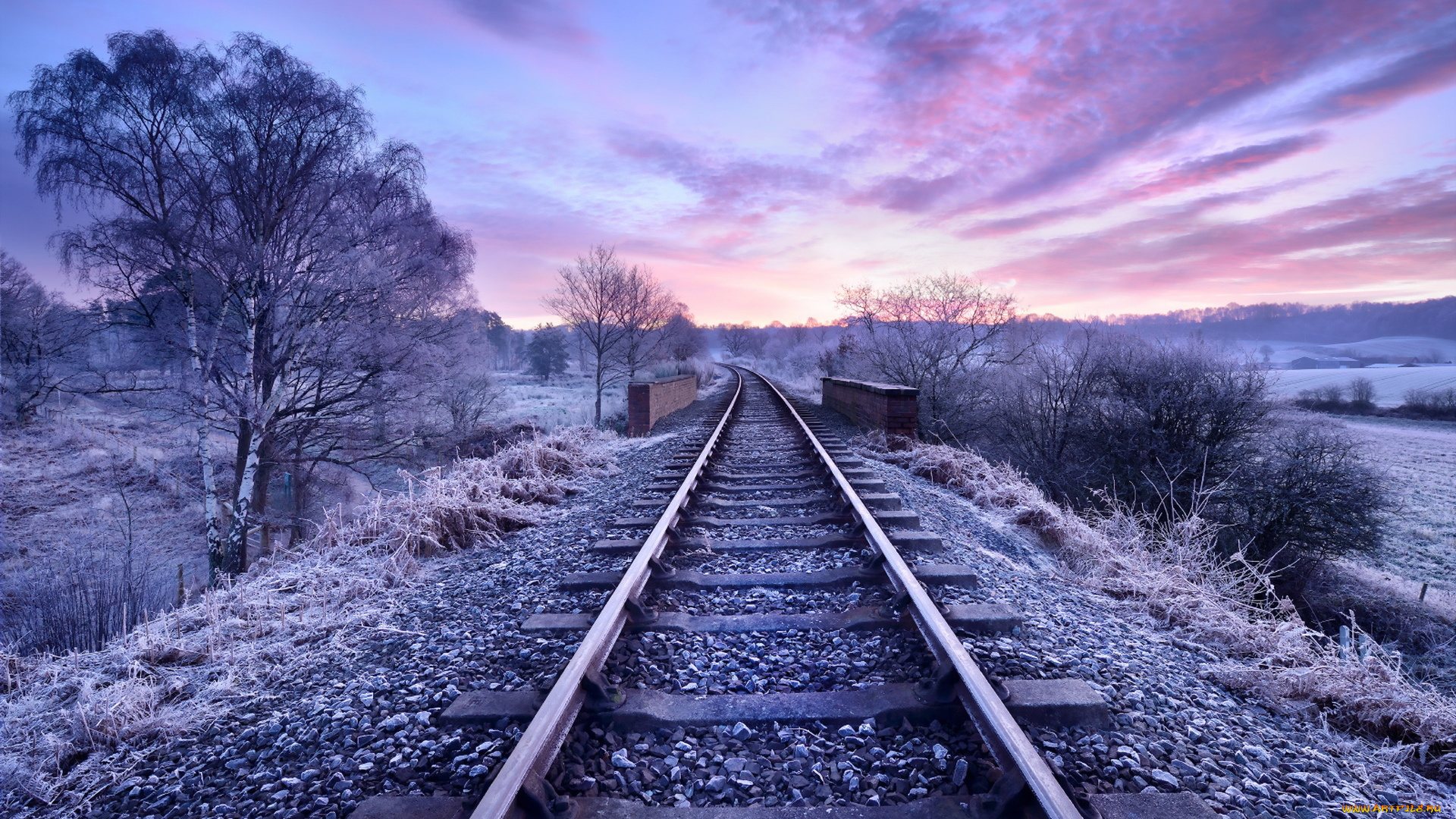 разное, транспортные, средства, и, магистрали, железная, дорога, свет, пейзаж, деревья, иней, осень