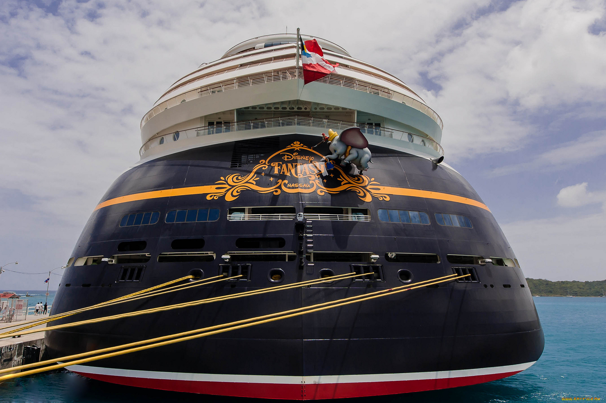 disney, fantasy, корабли, лайнеры, причал, судно, швартовы