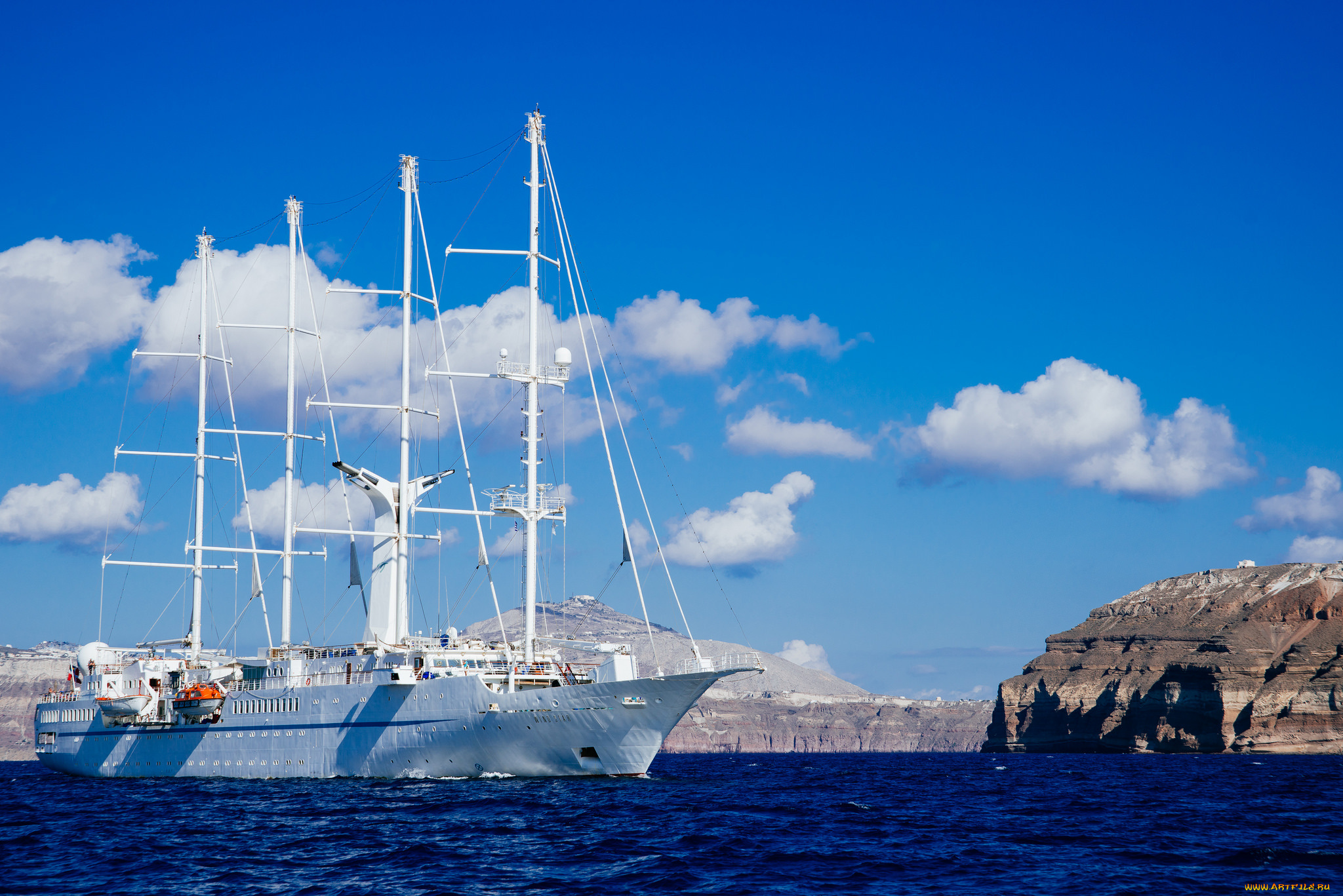 wind, star, корабли, другое, море, скалы, судно, мачты