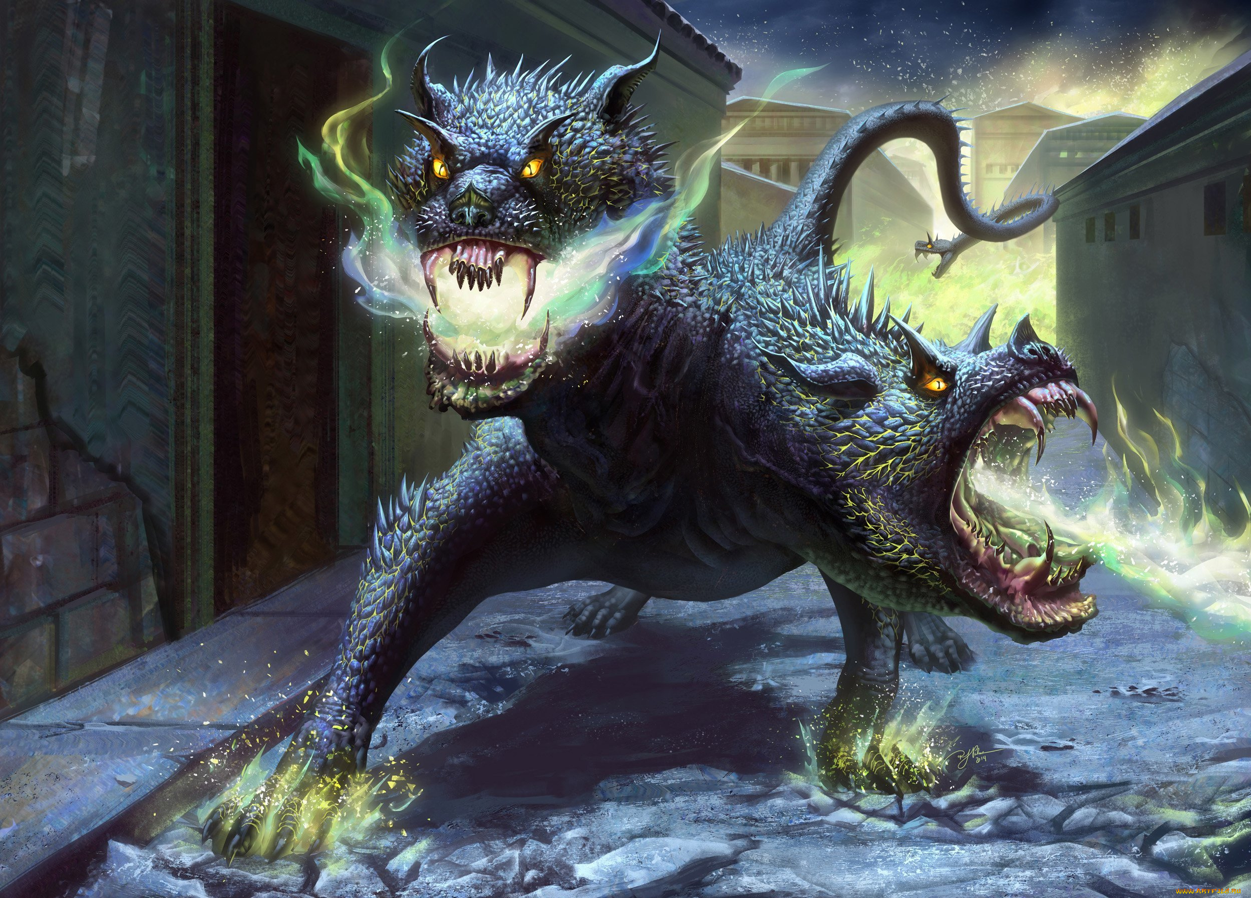 фэнтези, существа, улица, взгляд, существо, арт, монстр, фантастика