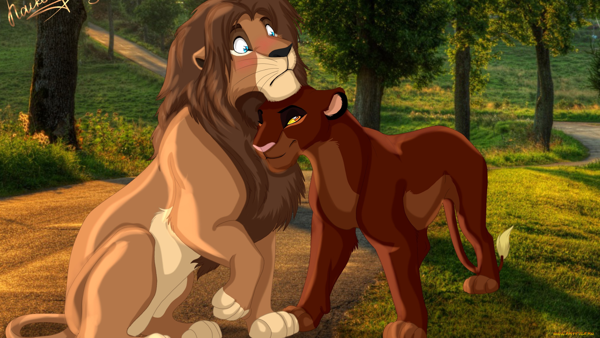 векторная, графика, мультфильмы, , cartoons, львица, лев