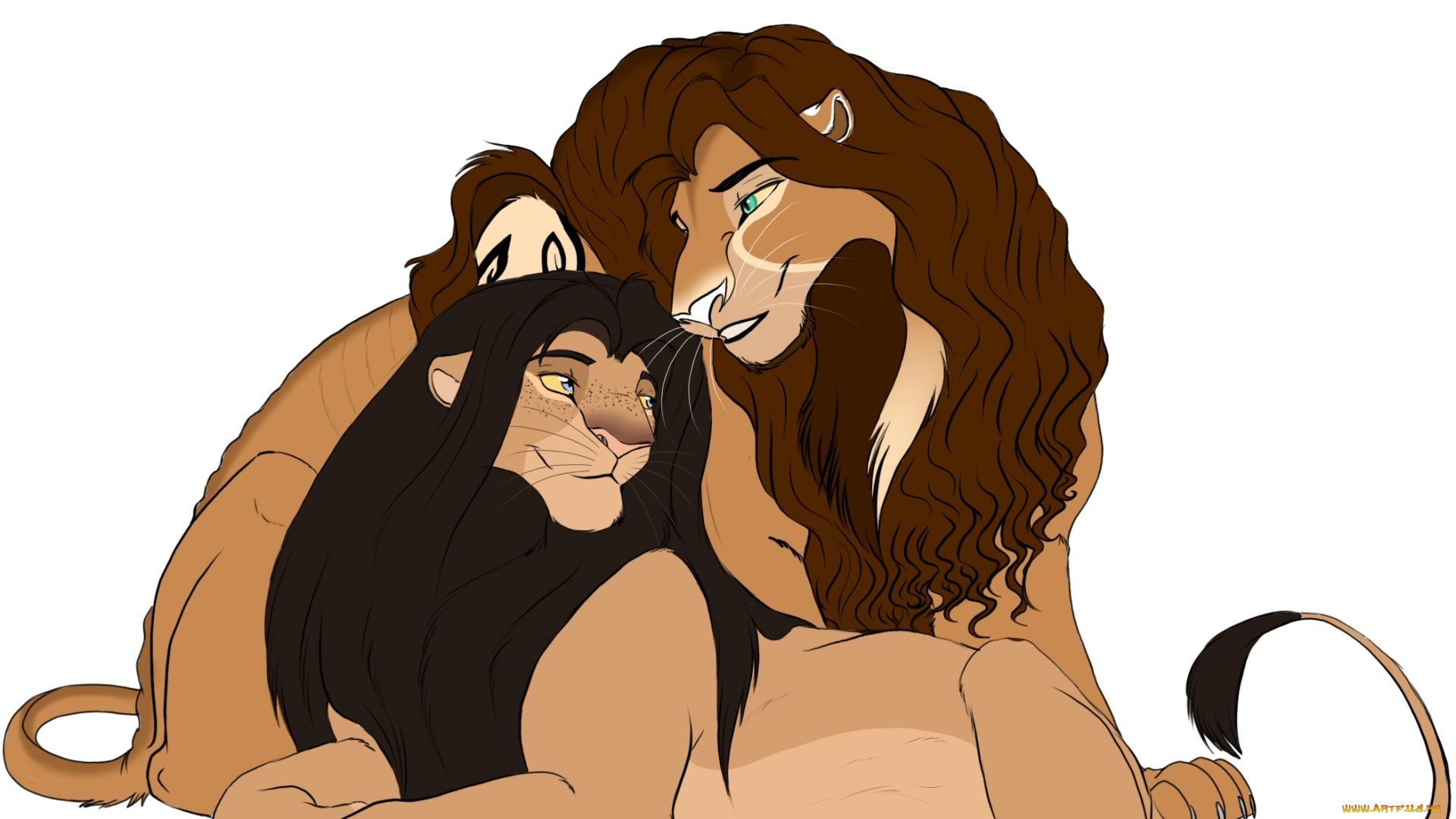 векторная, графика, мультфильмы, , cartoons, лев, львица