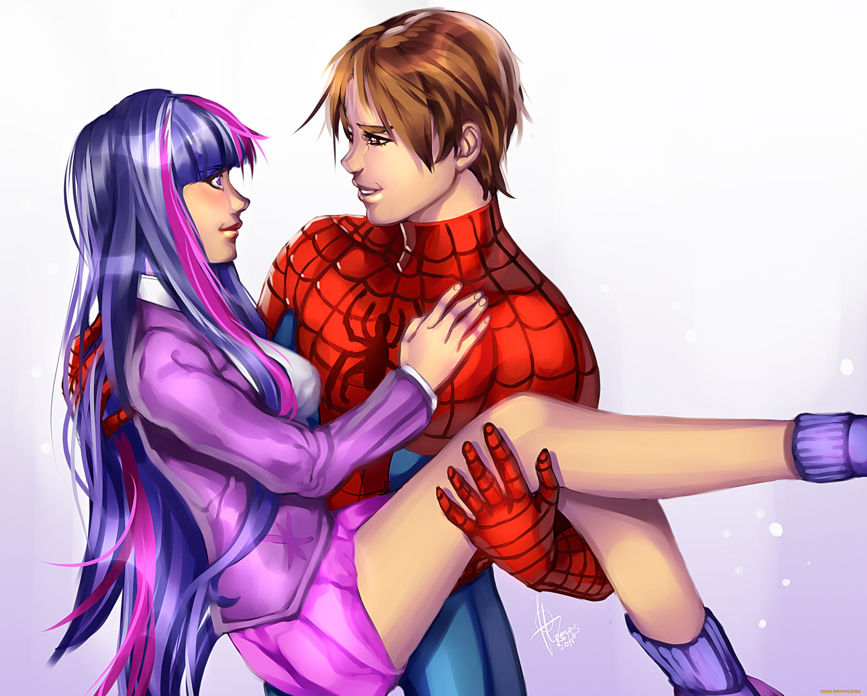 рисованное, люди, девушка, парень, фон, взгляд