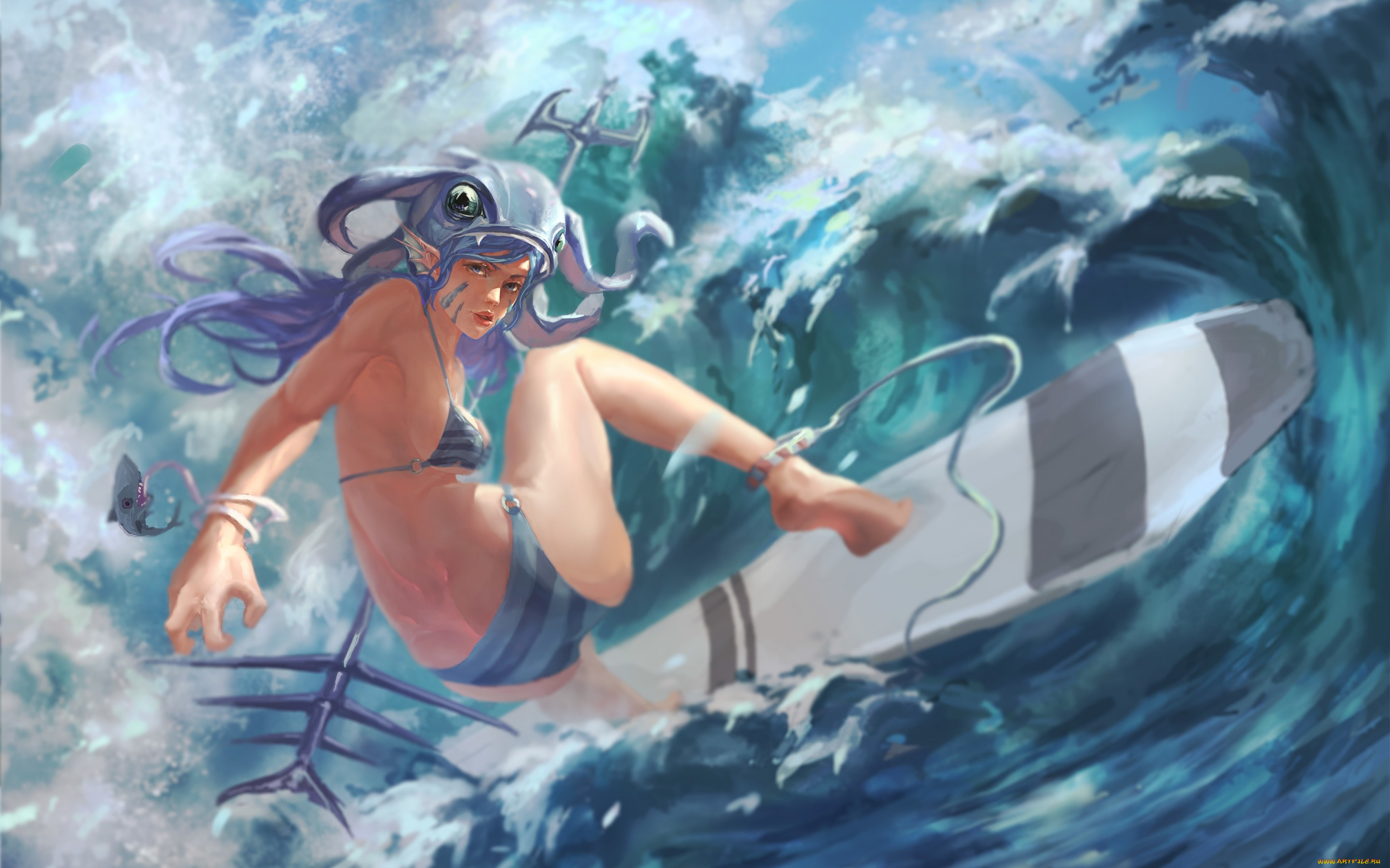 видео, игры, league, of, legends, серфинг, доска, море, девушка, волна, tidal, trickster, fizz, league, of, legends