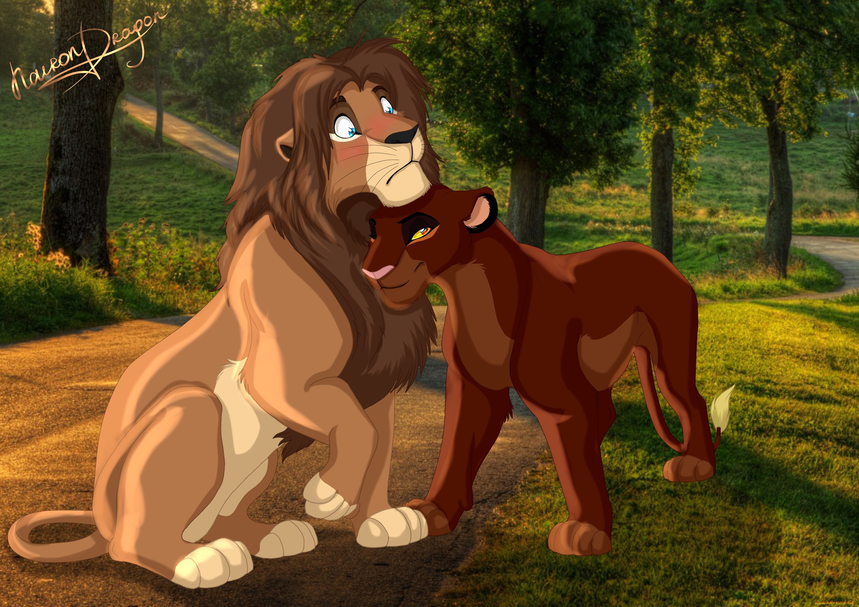 векторная, графика, мультфильмы, , cartoons, львица, лев