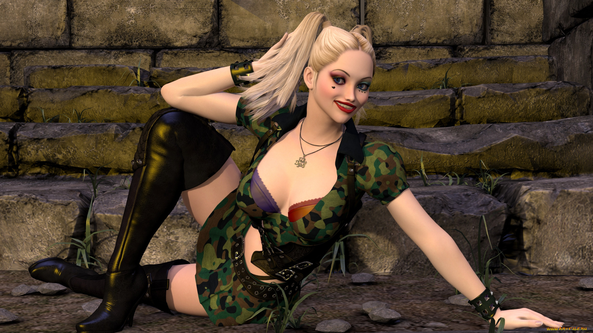 3д, графика, люди, , people, улыбка, фон, взгляд, девушка