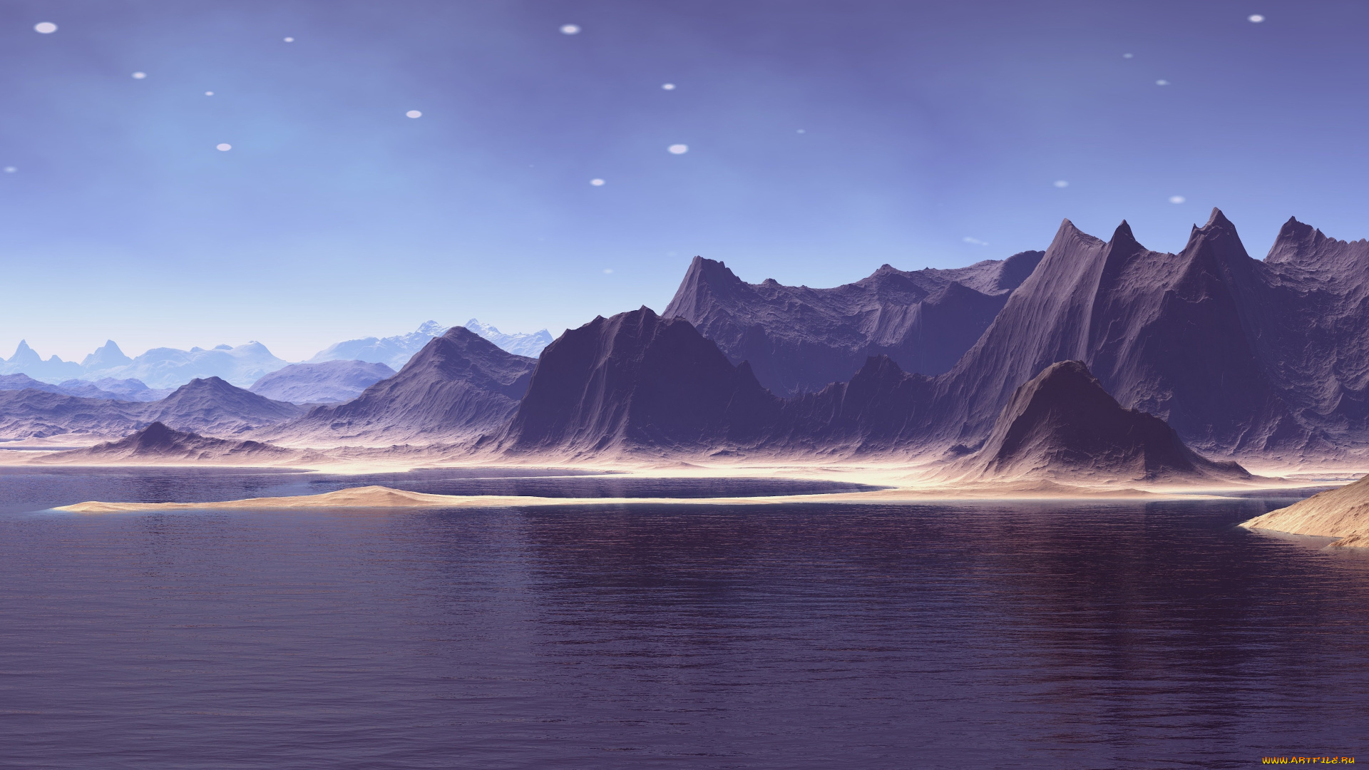 3д, графика, природа, , nature, горы, море