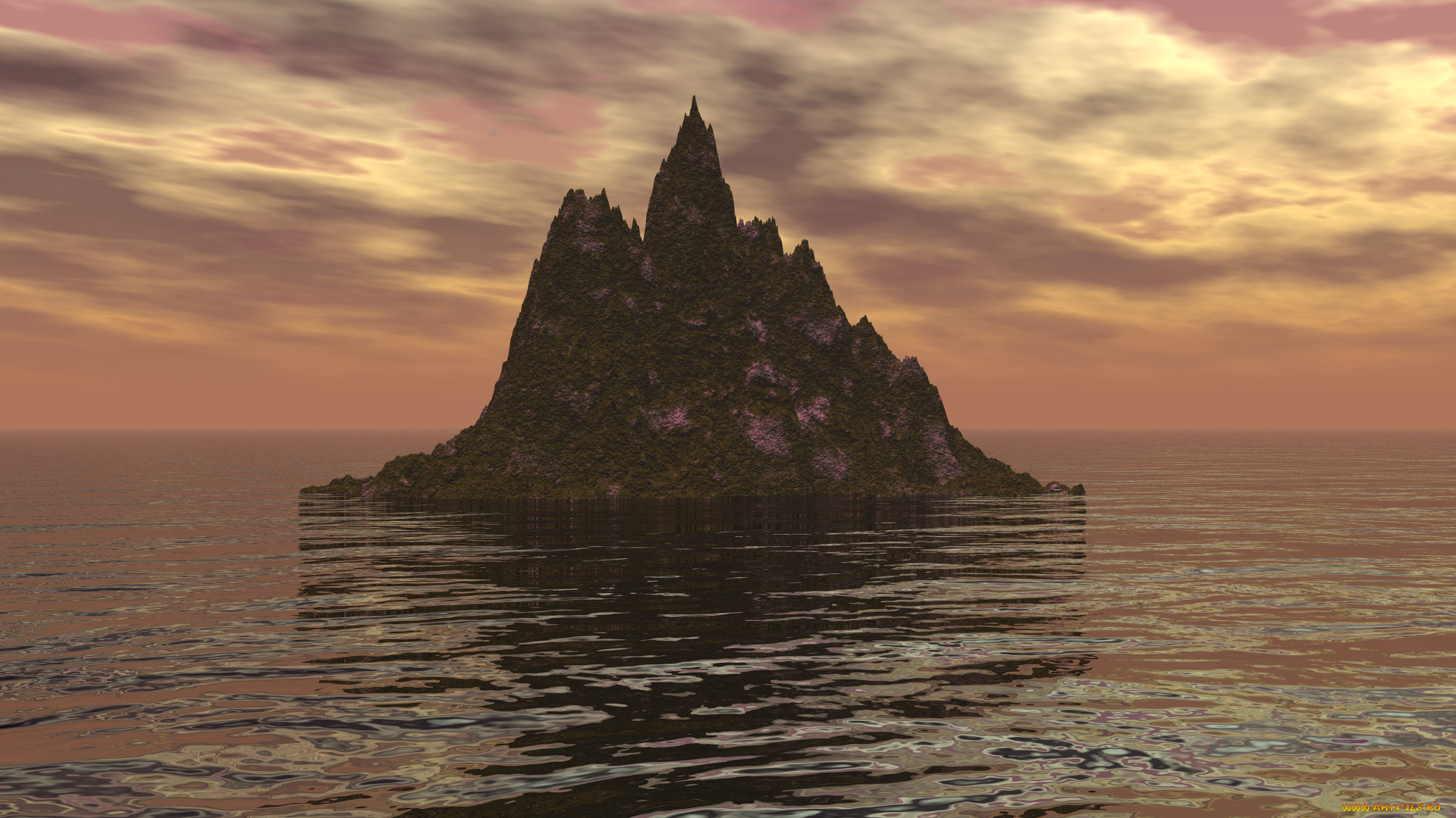 3д, графика, природа, , nature, море, скала