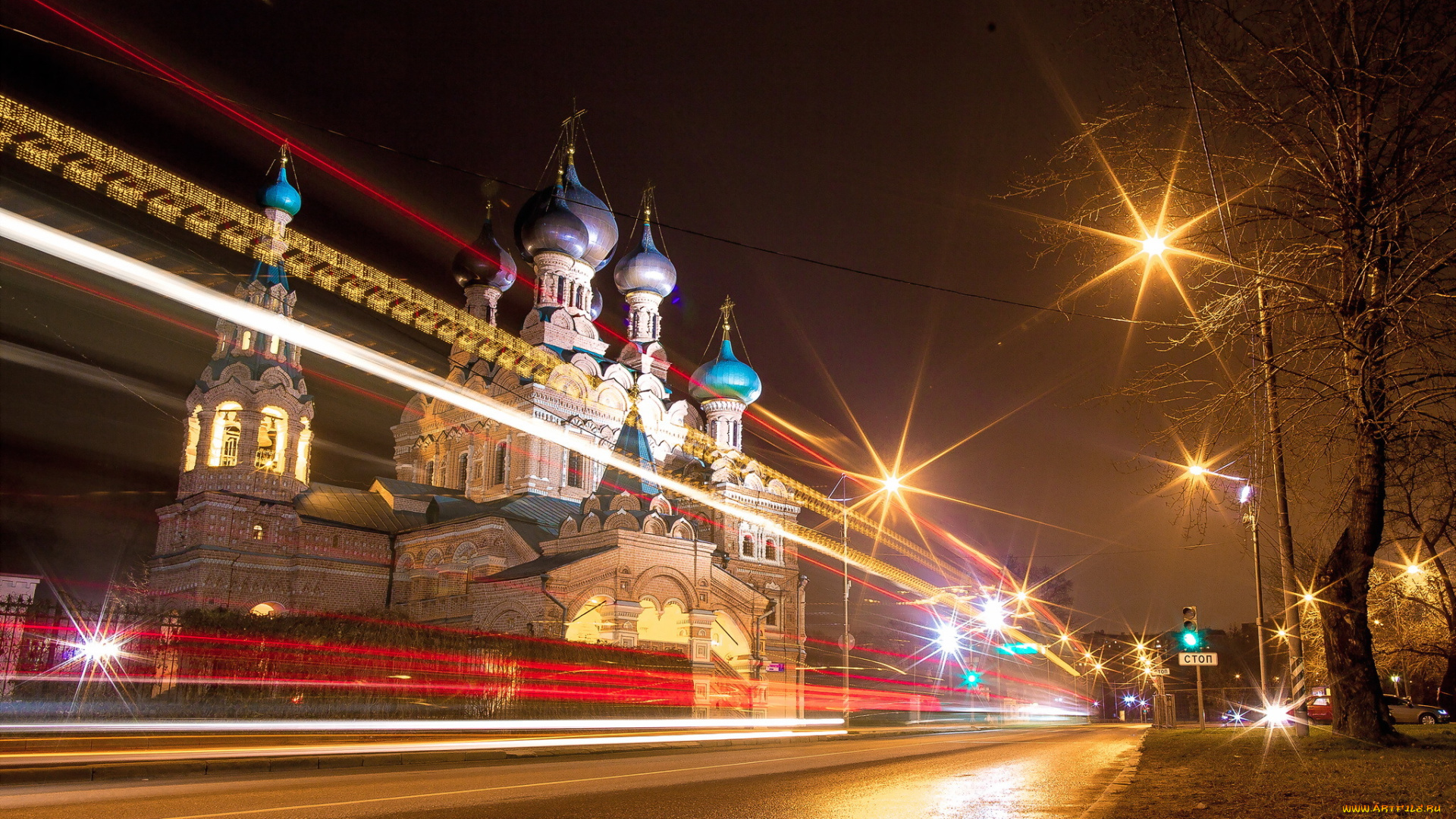 города, -, православные, церкви, , монастыри, ночь, город, огни