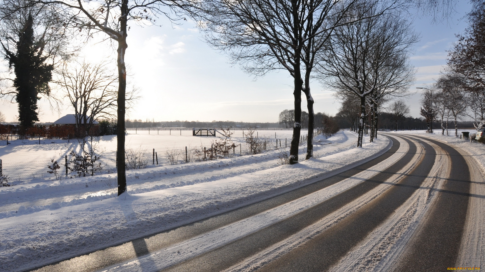 природа, дороги, снег, дорога