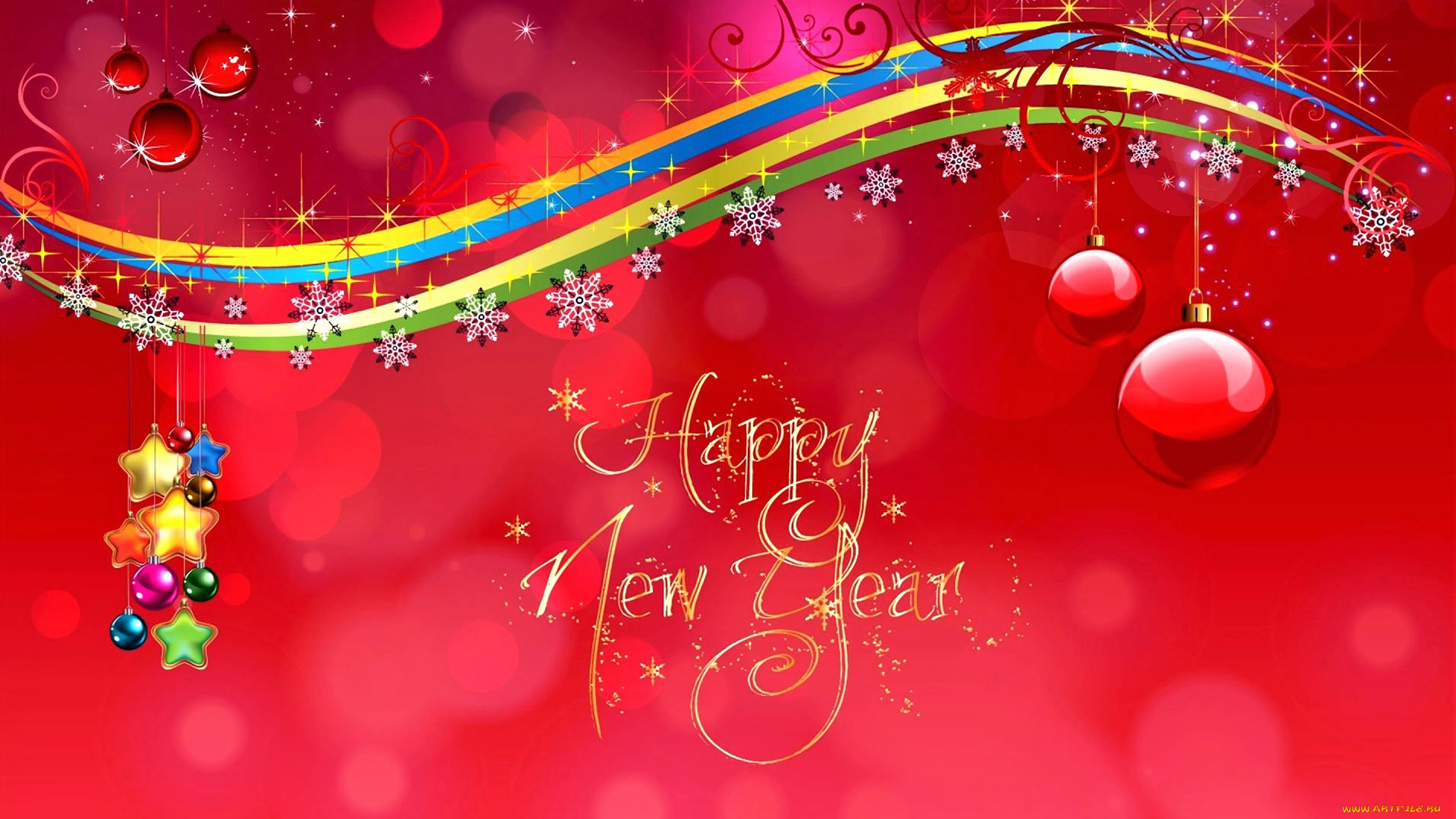 праздничные, векторная, графика, , новый, год, фон, шары