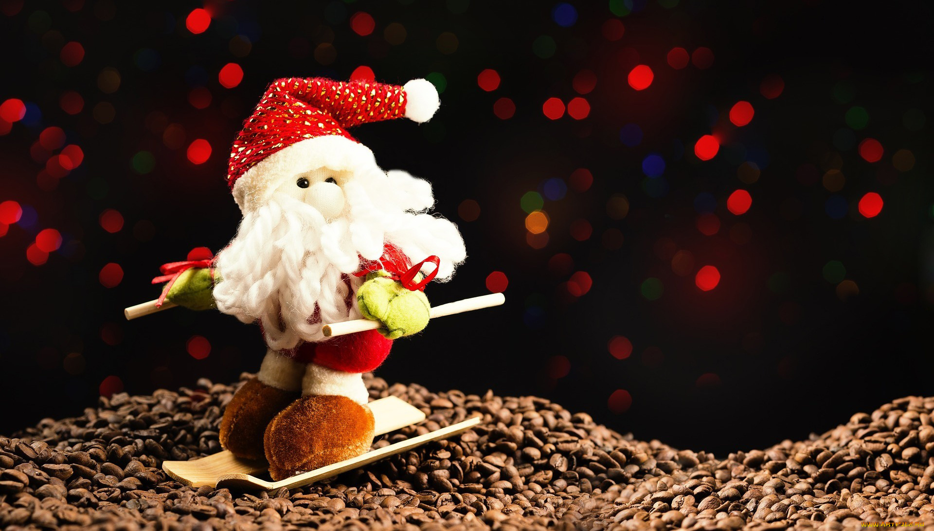 праздничные, фигурки, фигурка, кофе, зерна