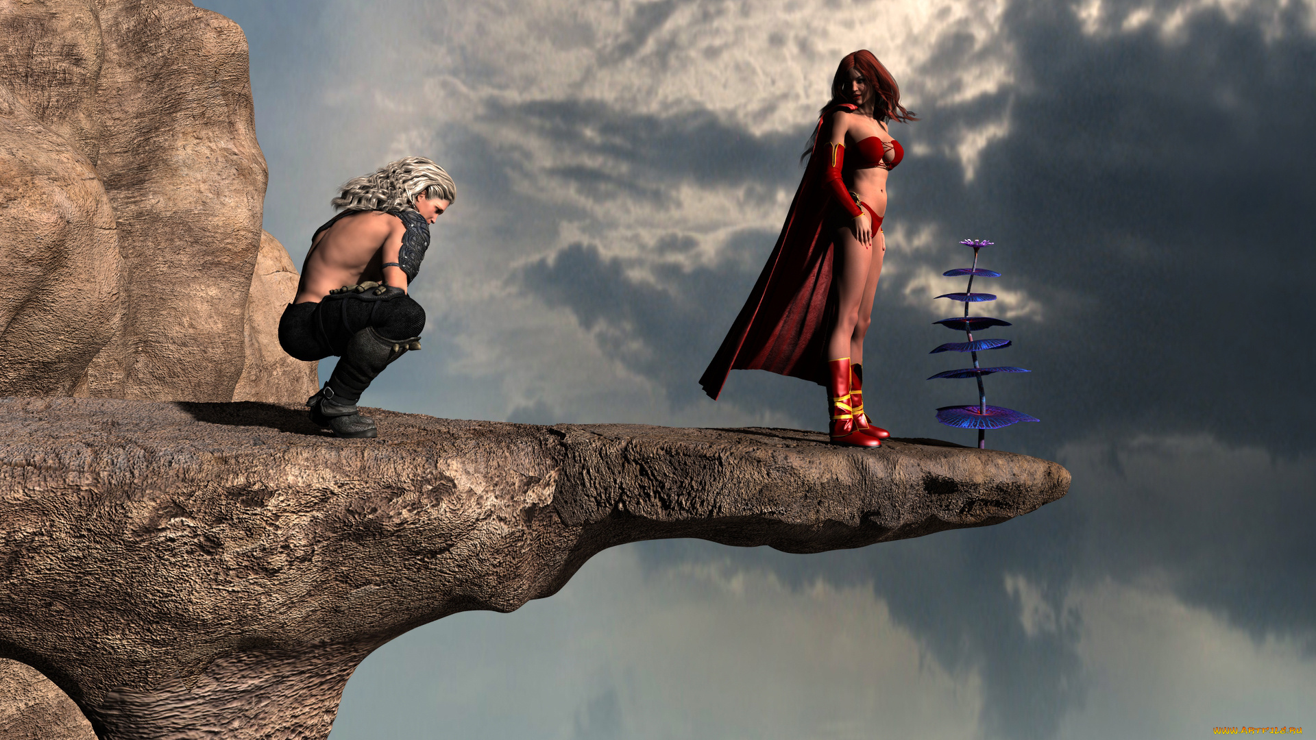 3д, графика, фантазия, , fantasy, фон, девушка, взгляд