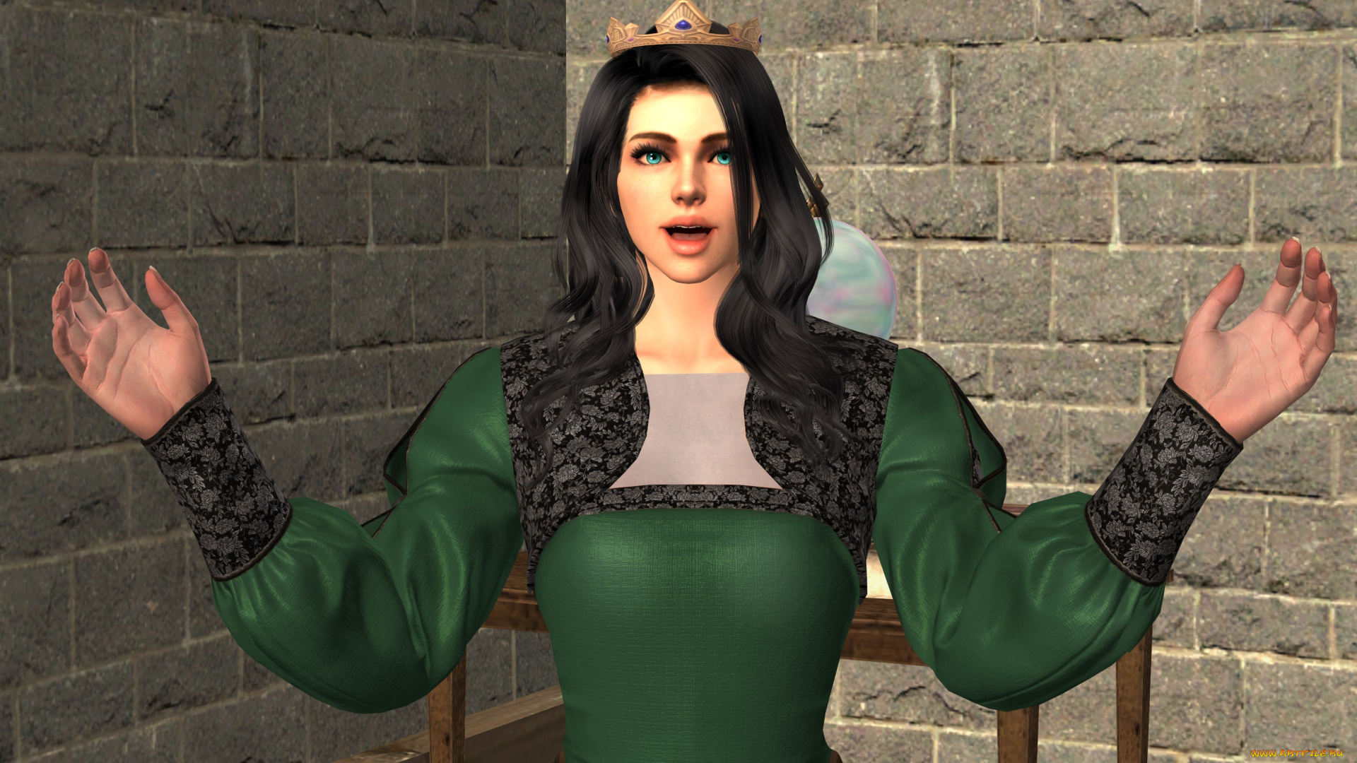 3д, графика, фантазия, , fantasy, фон, взгляд, девушка