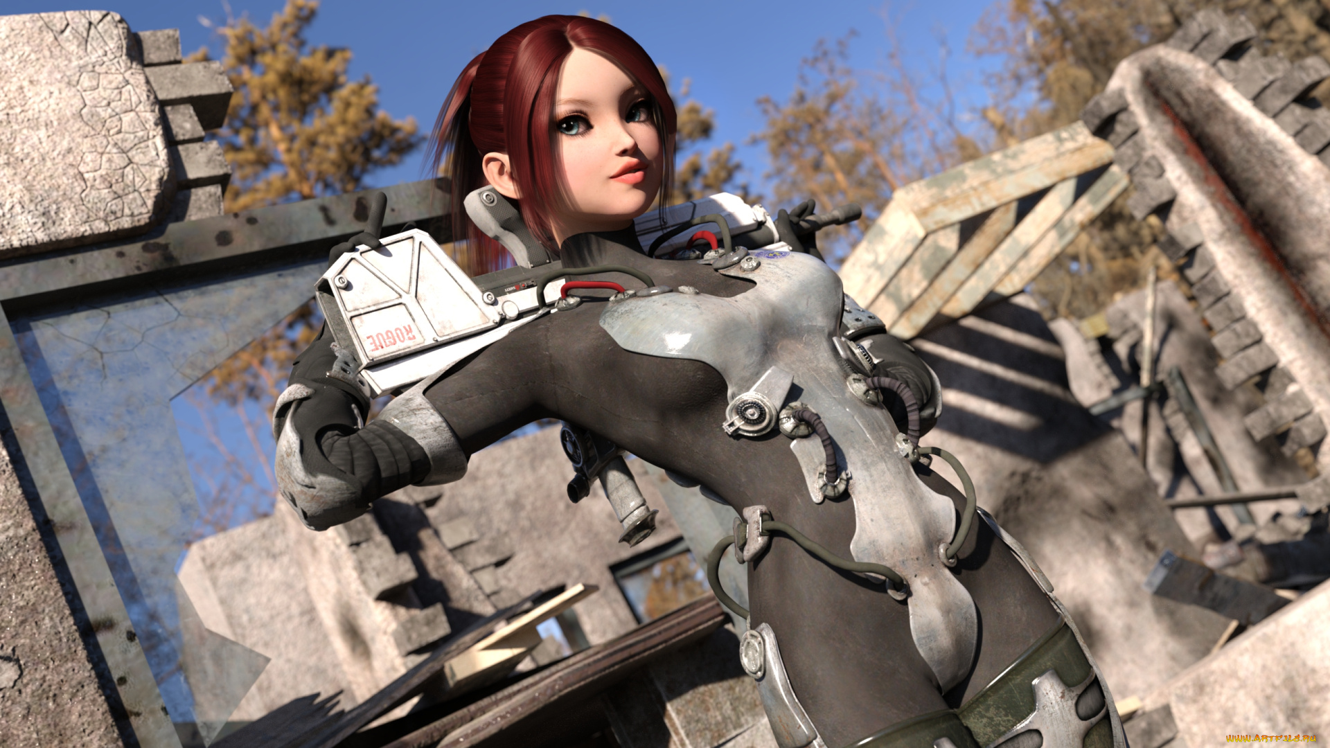 3д, графика, фантазия, , fantasy, фон, взгляд, девушка