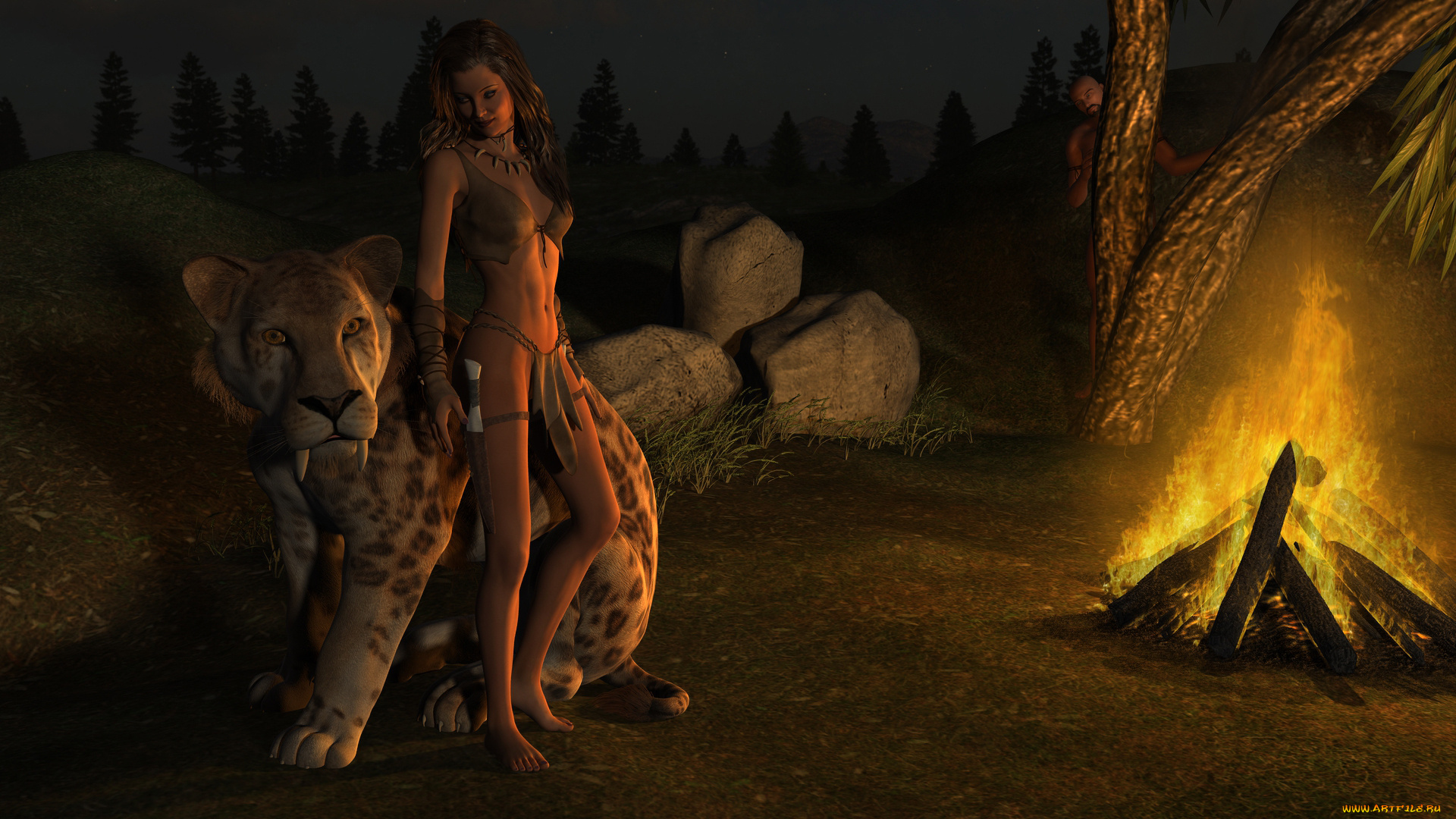 3д, графика, люди, и, животные, , people, and, animals, фон, взгляд, девушка