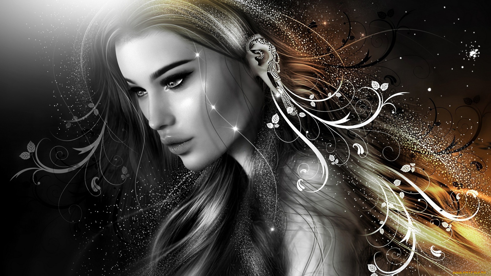 3д, графика, портрет, , portraits, девушка, фон, взгляд