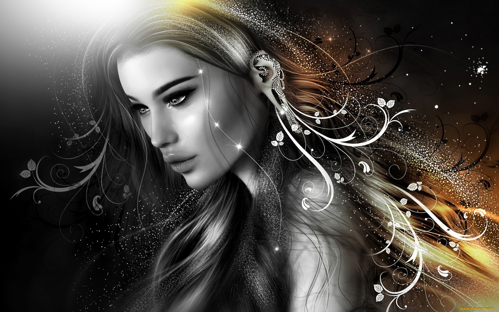 3д, графика, портрет, , portraits, девушка, фон, взгляд