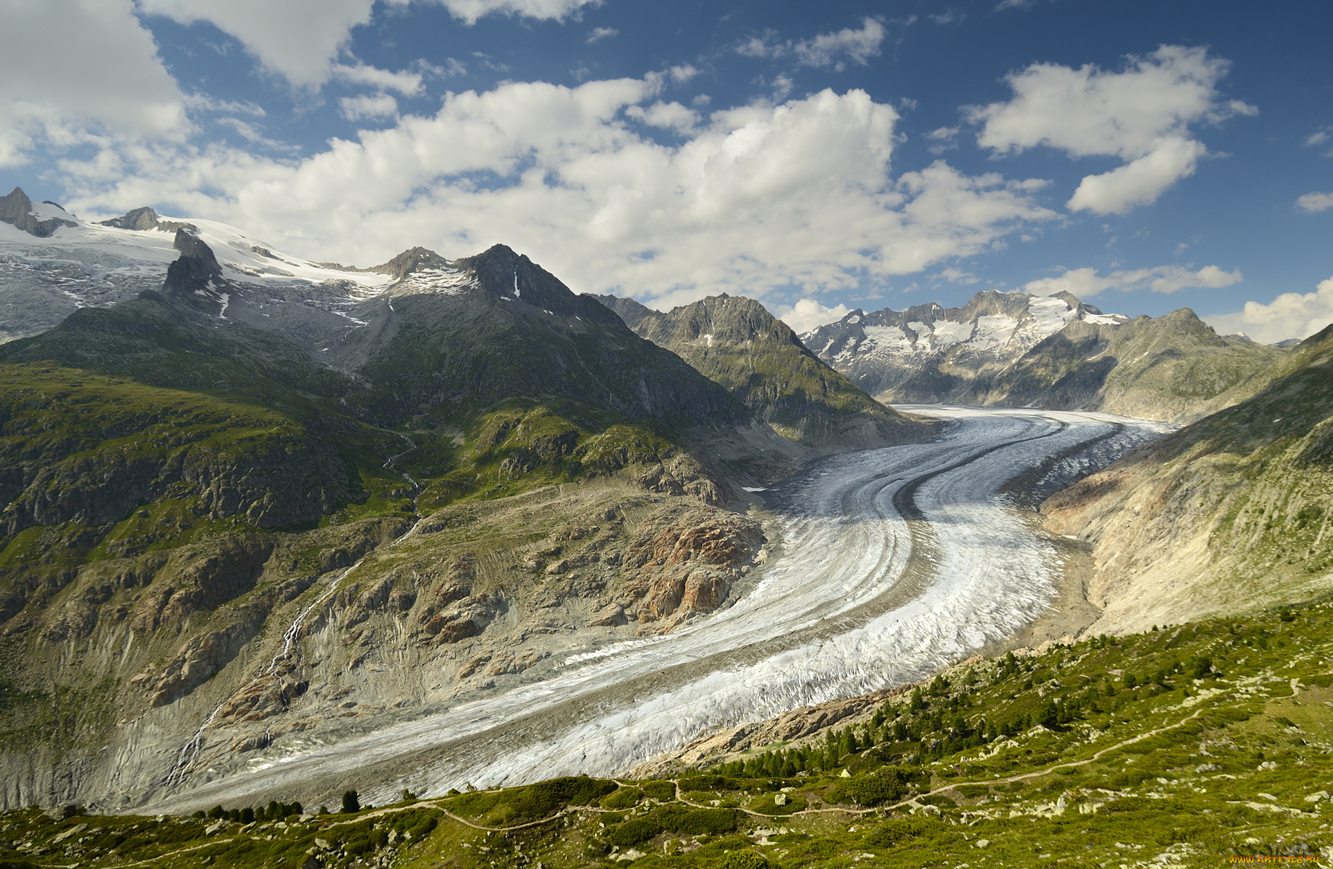 природа, айсберги, и, ледники, простор