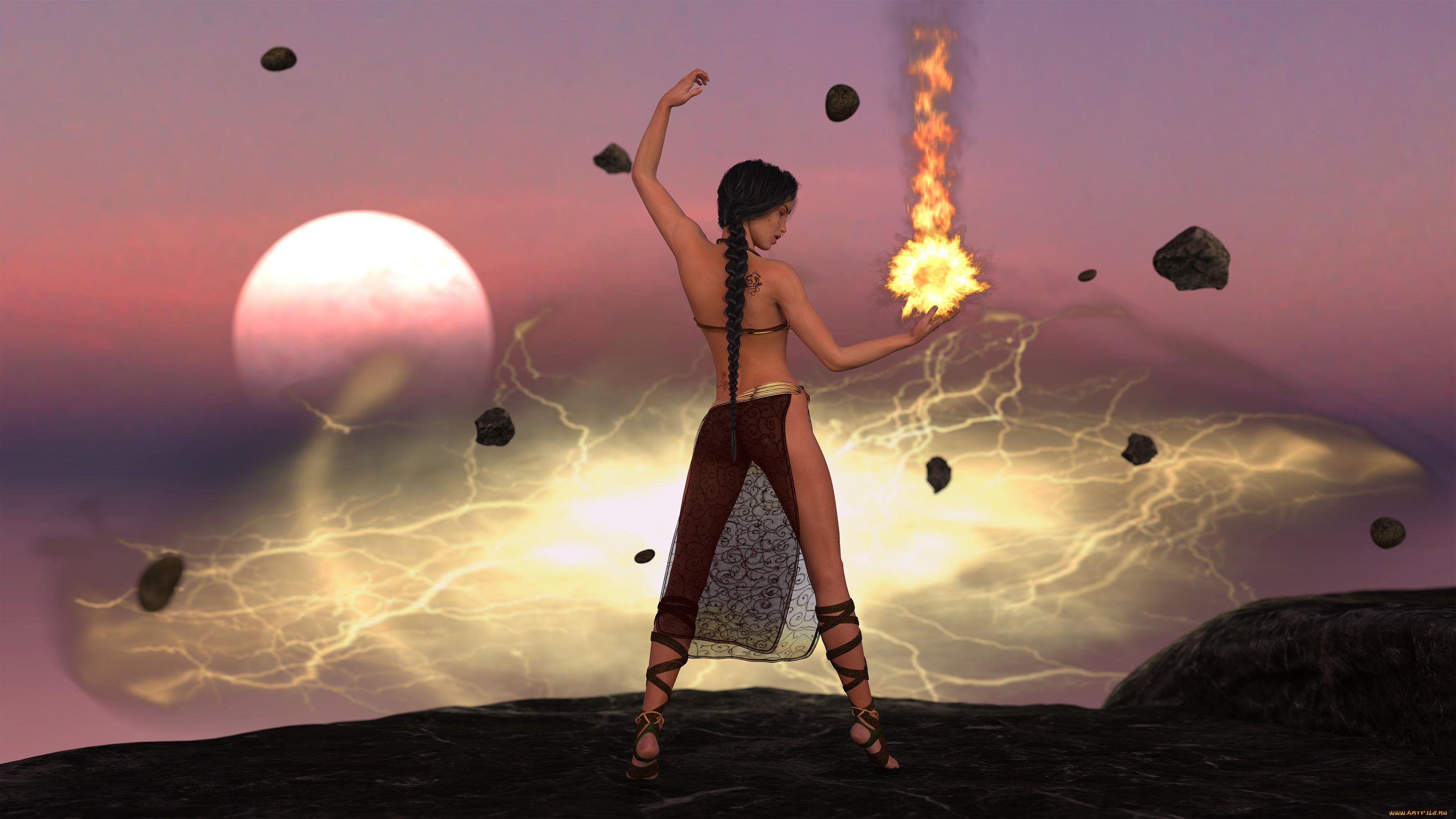 3д, графика, фантазия, , fantasy, фон, взгляд, девушка