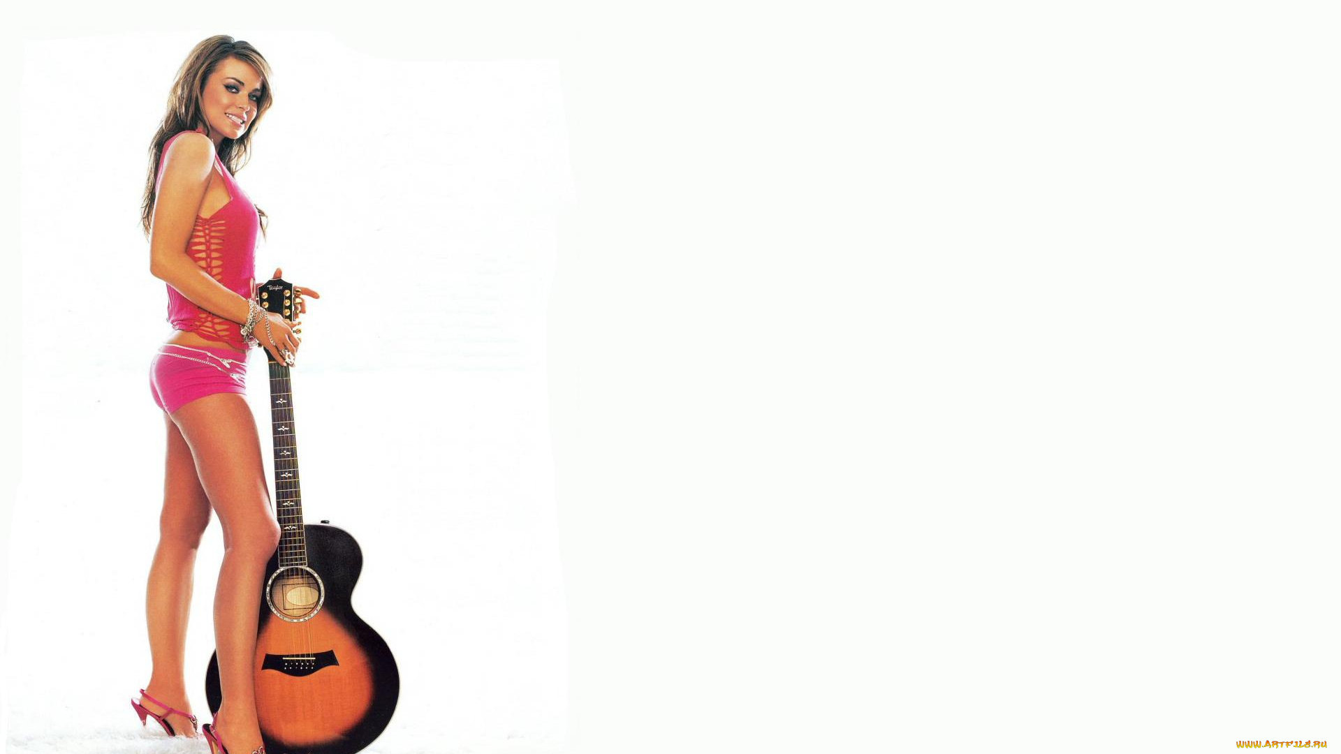 девушки, carmen, electra, майка, шорты, каблуки, гитара