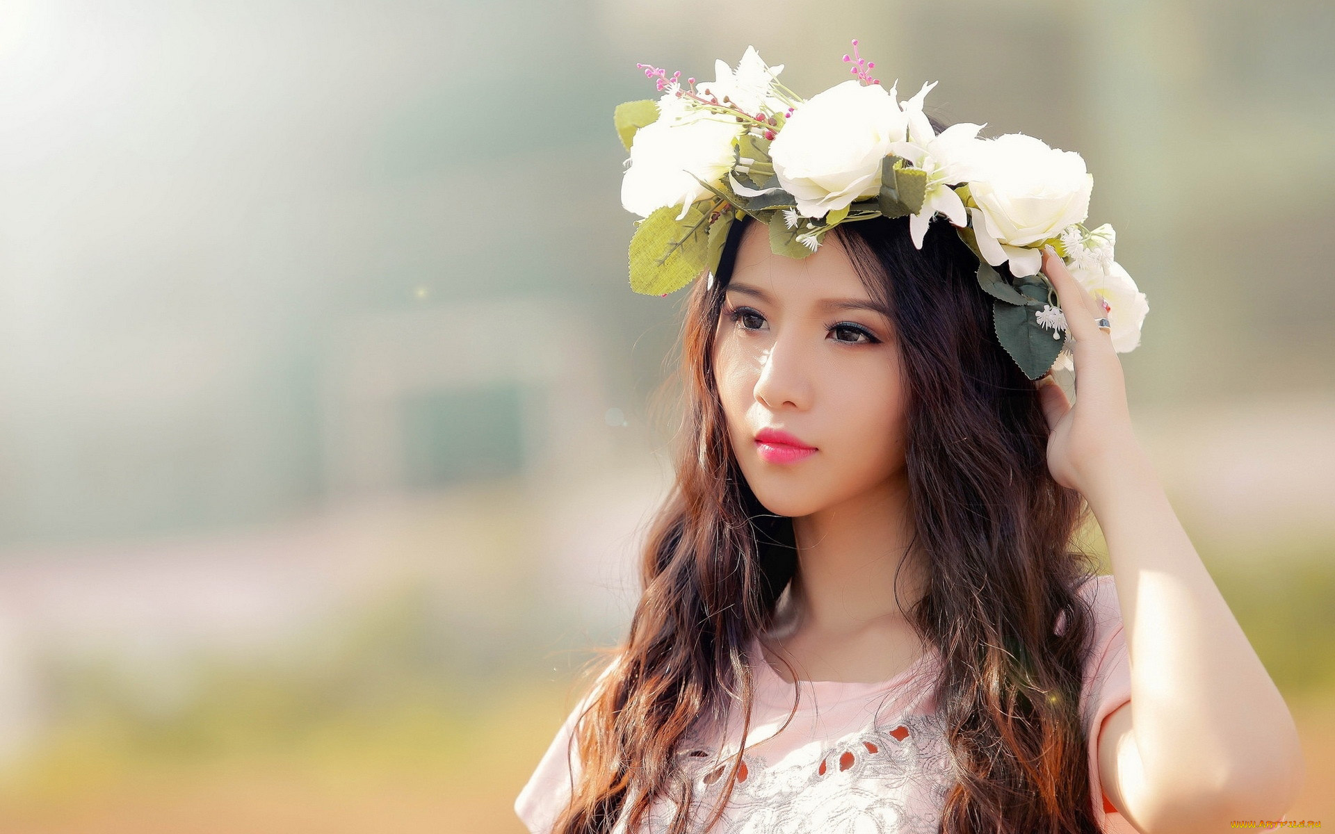 девушки, -, азиатки, венок