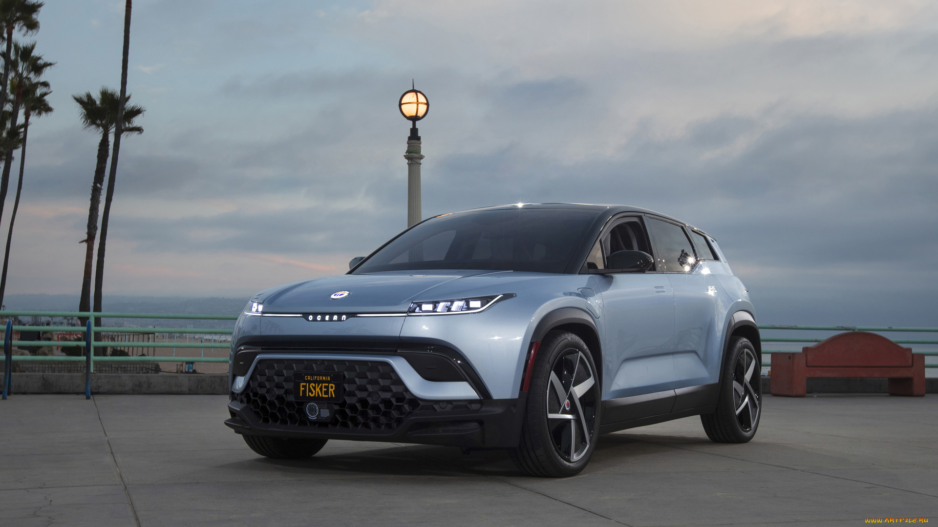 автомобили, -unsort, 2023, fisker, ocean, 4k, вид, спереди, экстерьер, электрический, внедорожник, новый, синий, электромобили
