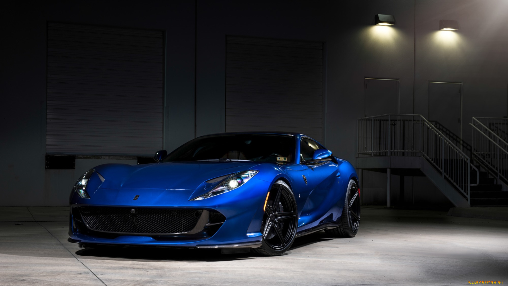 автомобили, ferrari, феррари, синий, лестницы