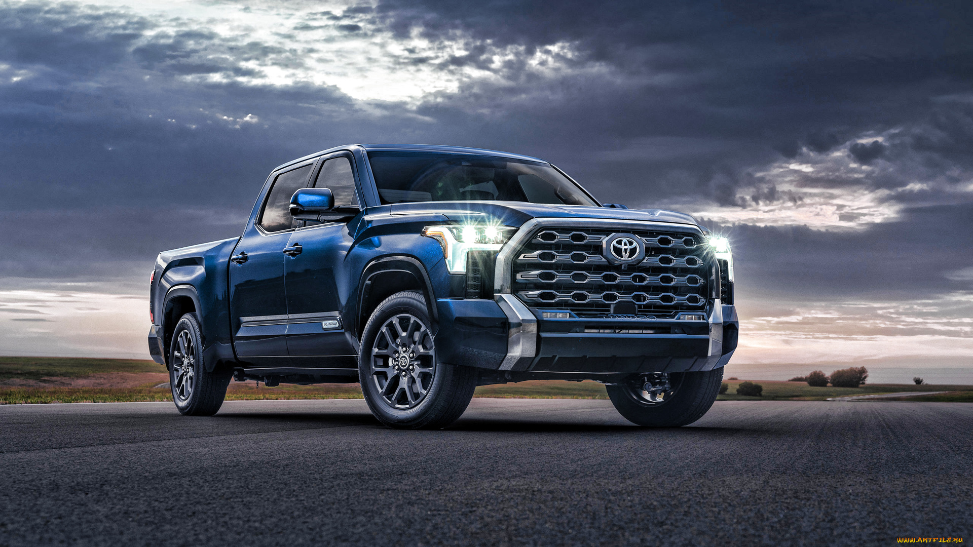 автомобили, toyota, 2022, tundra, 4k, вид, спереди, экстерьер, новая, синяя, тундра, японские, тойота