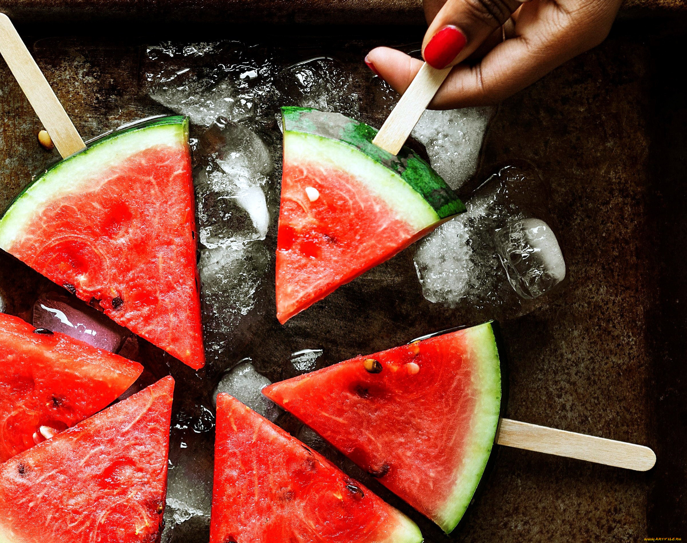еда, арбуз, лед, сочный