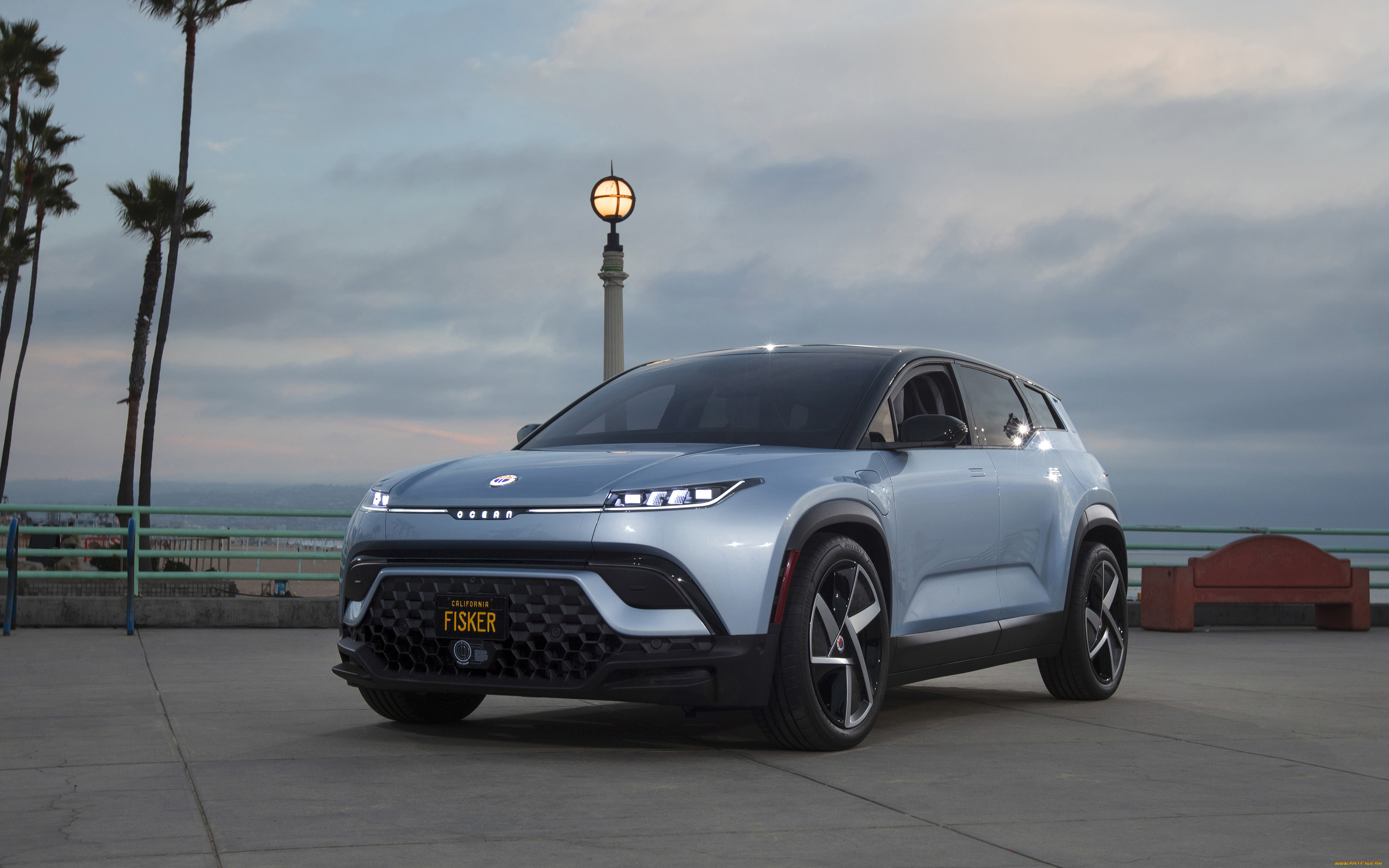 автомобили, -unsort, 2023, fisker, ocean, 4k, вид, спереди, экстерьер, электрический, внедорожник, новый, синий, электромобили