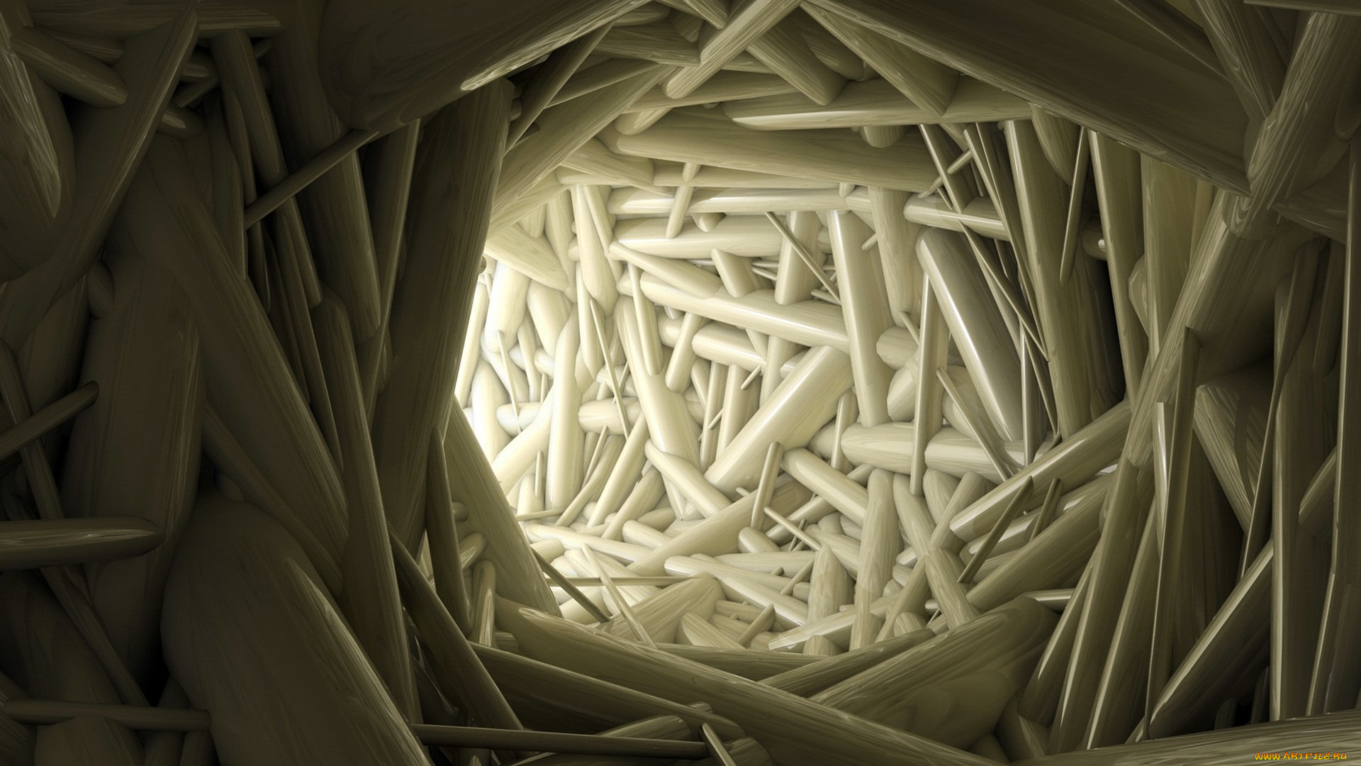 3д, графика, моделирование, , modeling, тоннель, бревна