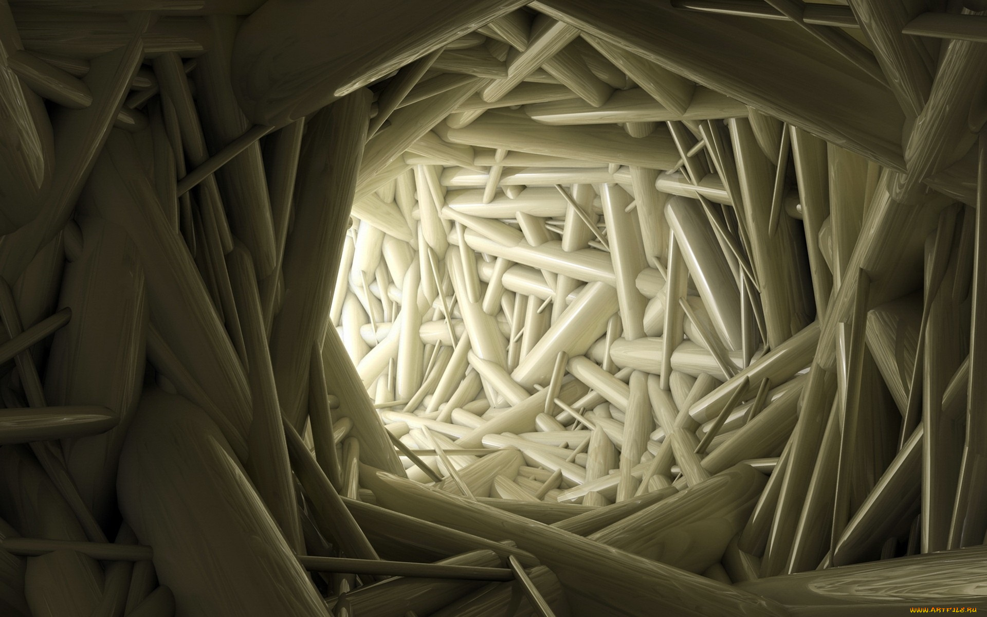 3д, графика, моделирование, , modeling, тоннель, бревна